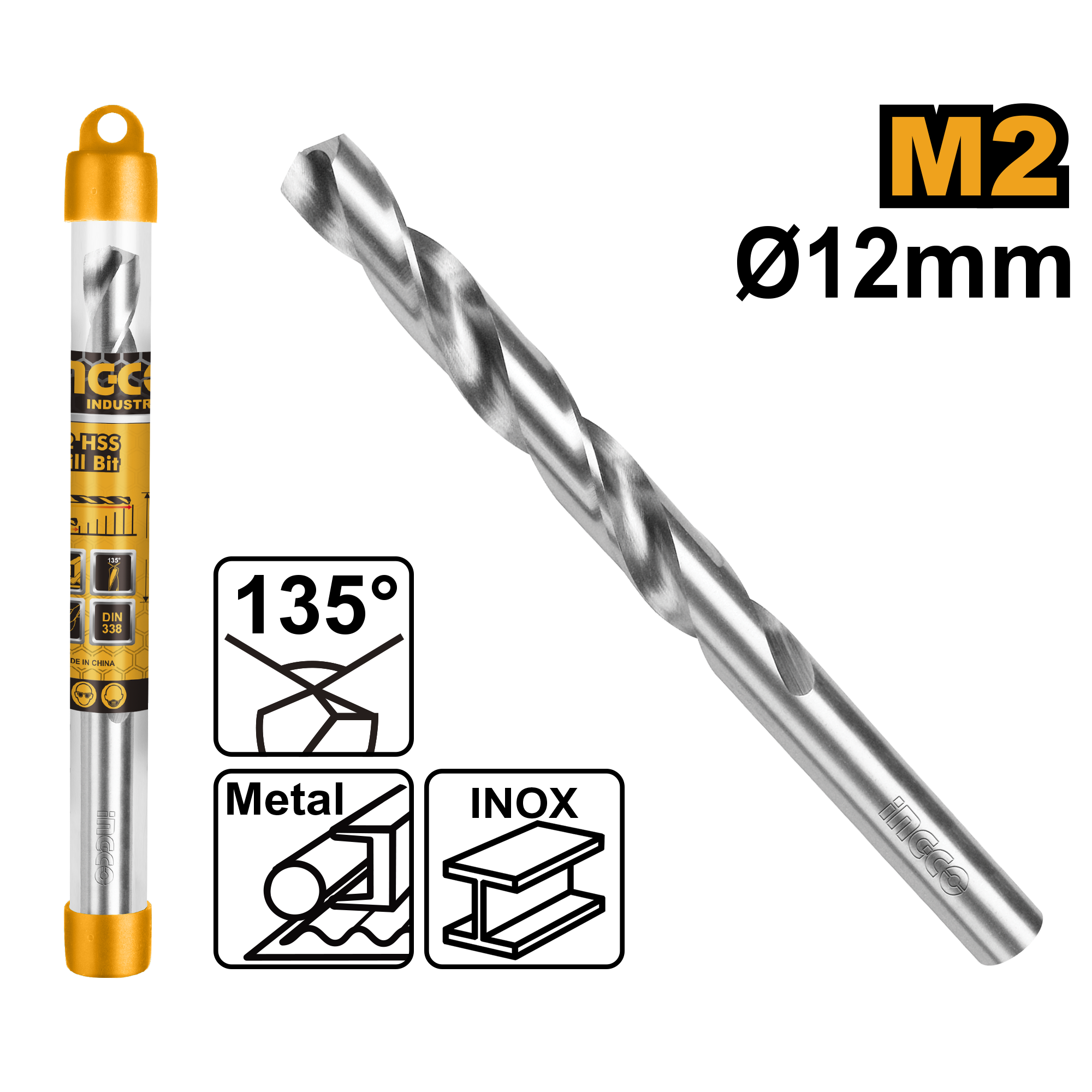 M2 hss drill bit 12μμ - DBT1111201 - INGCO