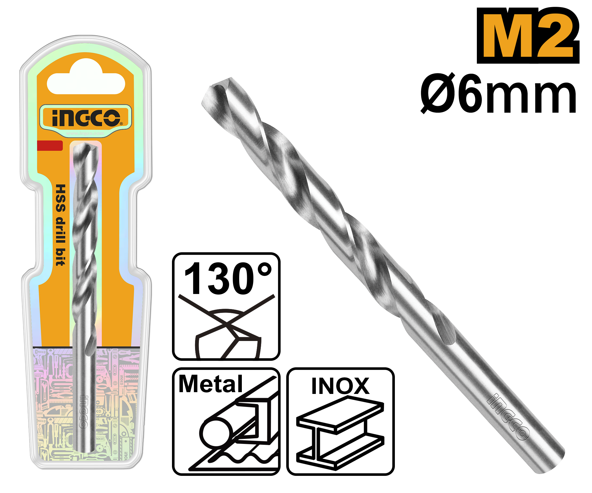 M2 hss drill bit 6mm - DBT11300601 - INGCO