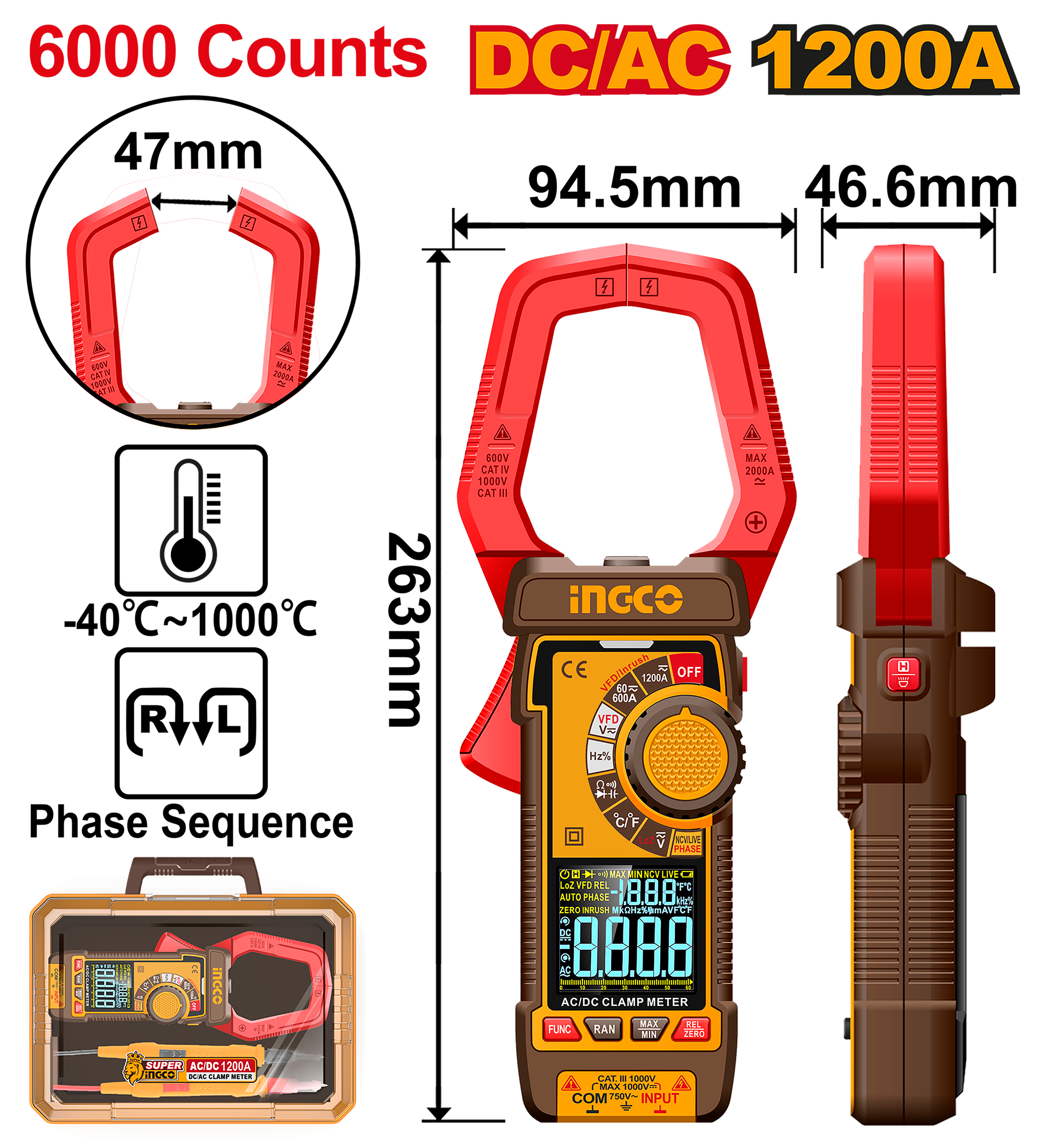 Dc ac clamp meter - DCM610002 - INGCO