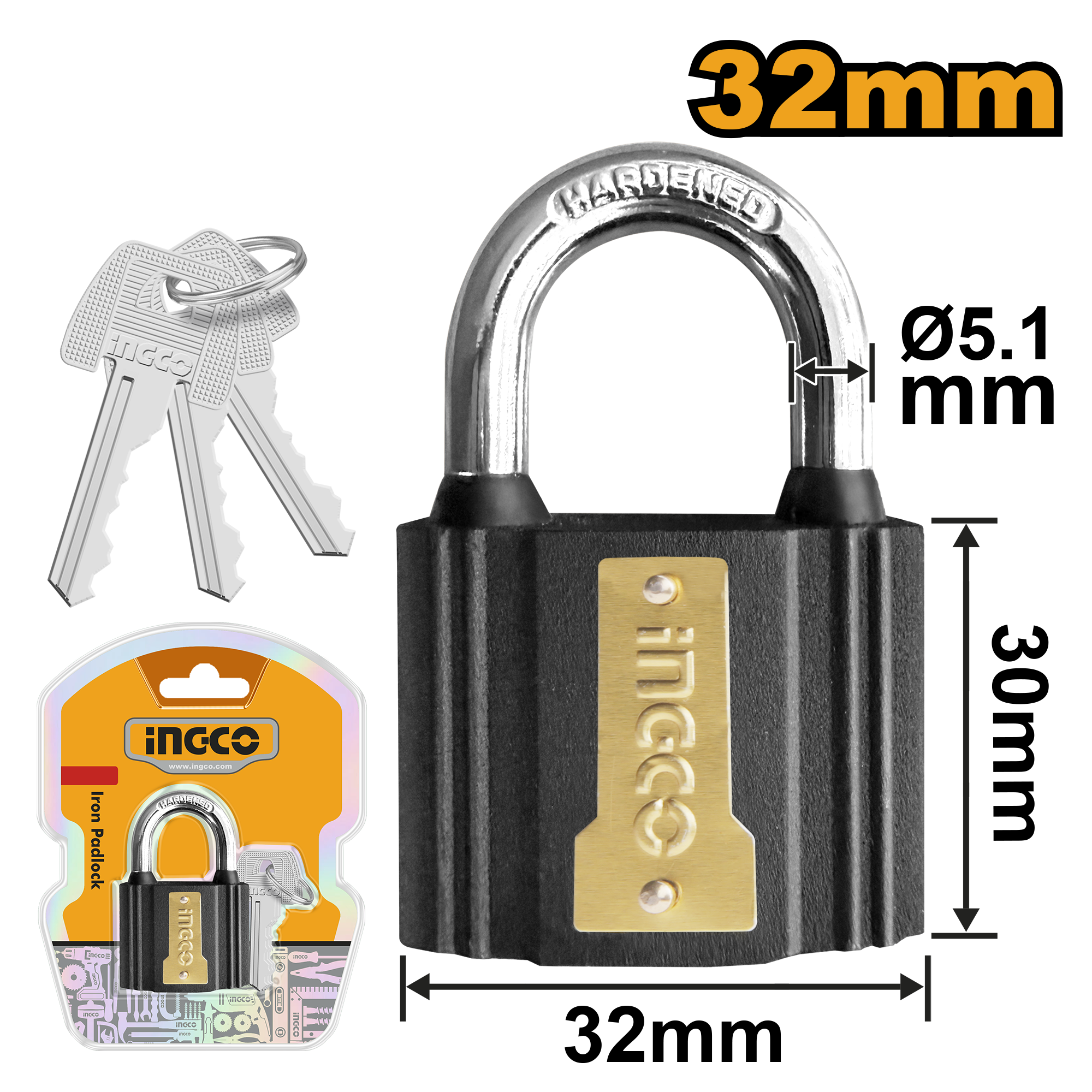 Iron padlock 32μμ - DIPL0301 - INGCO
