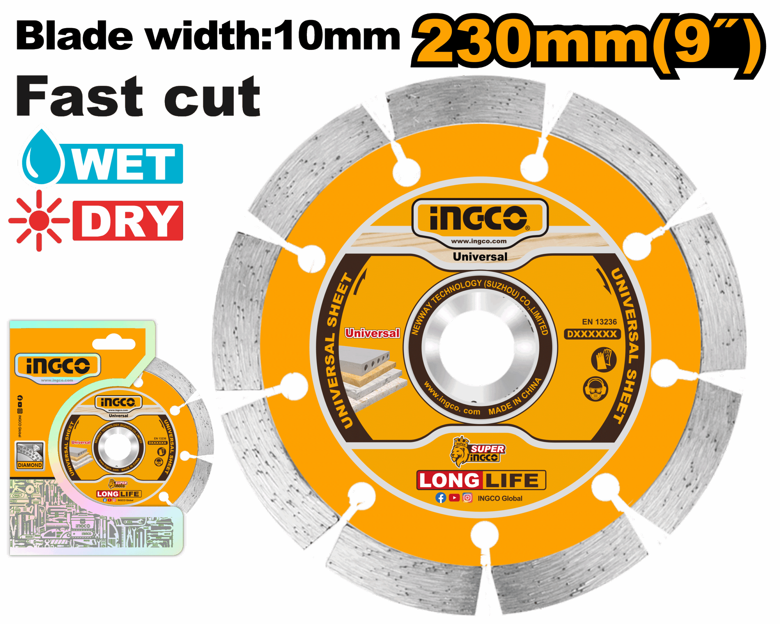 Dry diamond disc 230m - DMD012302 - INGCO