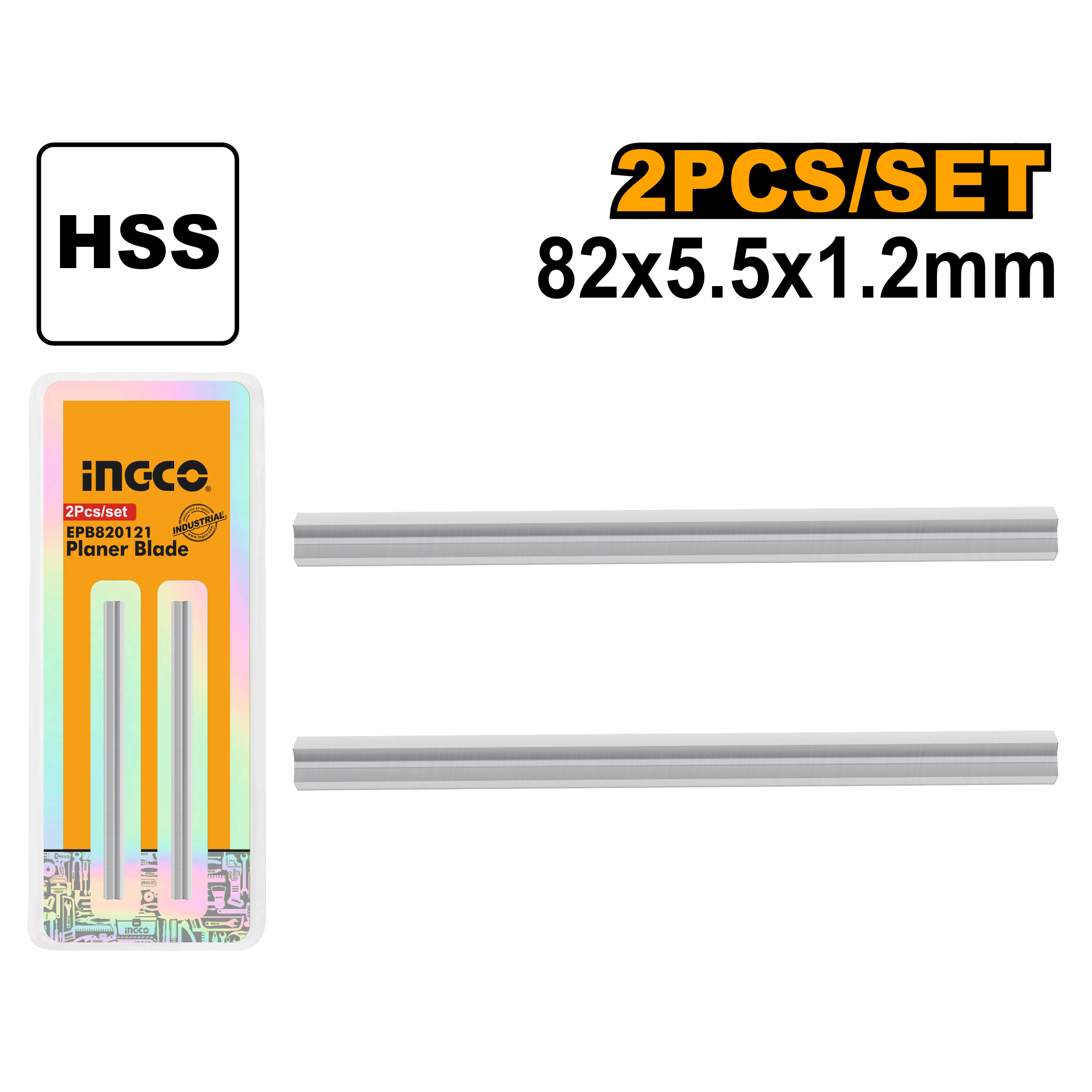 2Pcs planer blade 82x5,5x1,2 - EPB820121 - INGCO