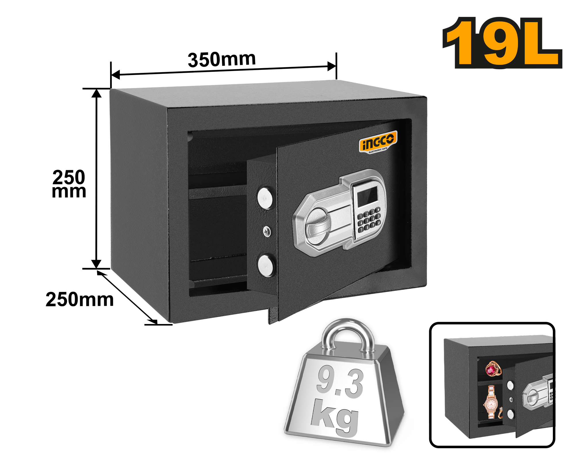 Electronic safe 19l - ESF2502 - INGCO