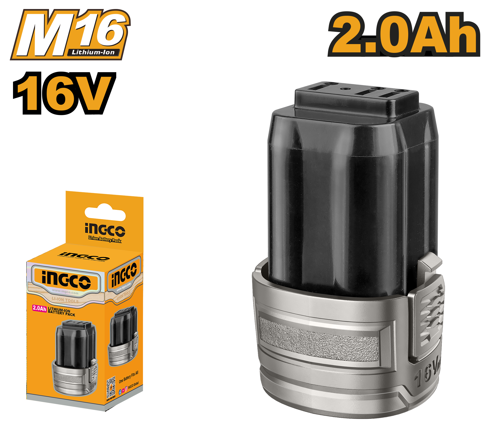 Lithium ion battery pack 16v 2.0ah - FBLI1620 - INGCO