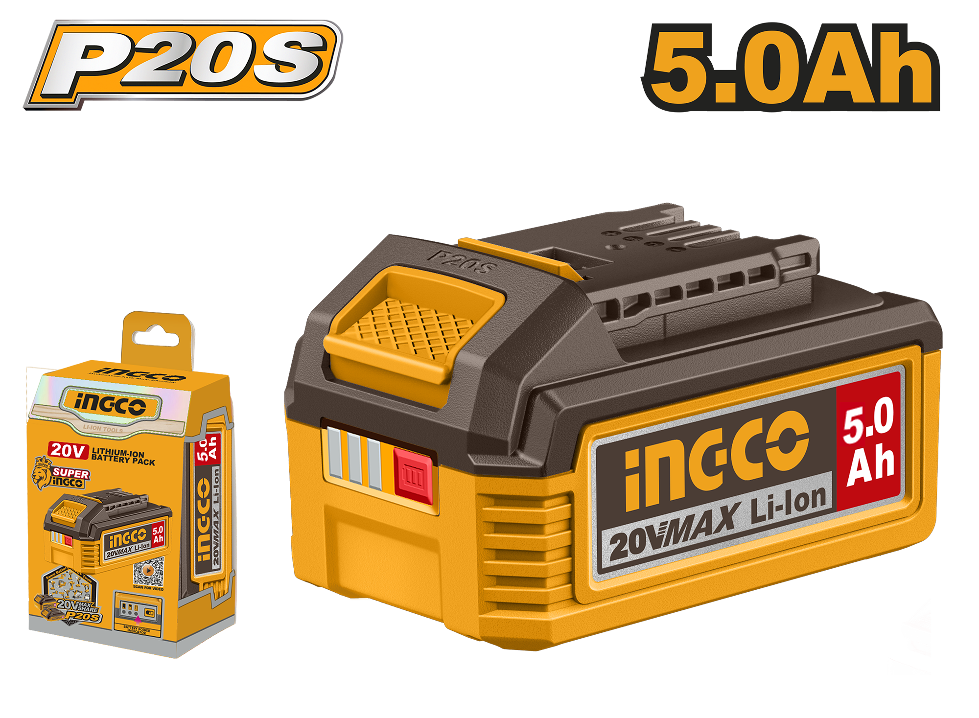 Lithium ion battery pack 20v 5.0ah - FBLI2003 - INGCO