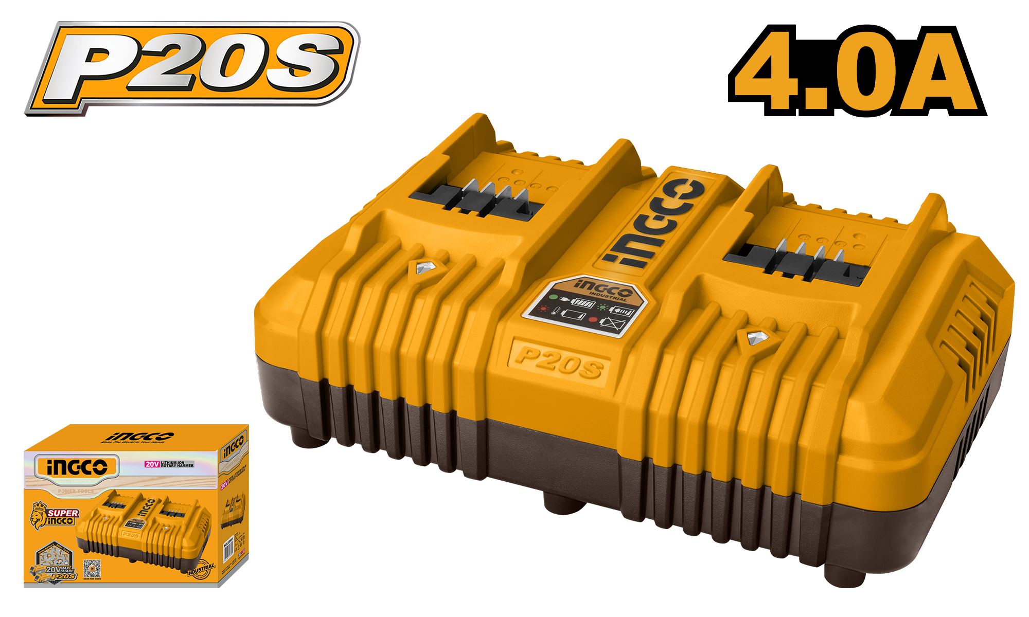 P20s 2 port lithium ion battery charger - FCLI2034E - INGCO