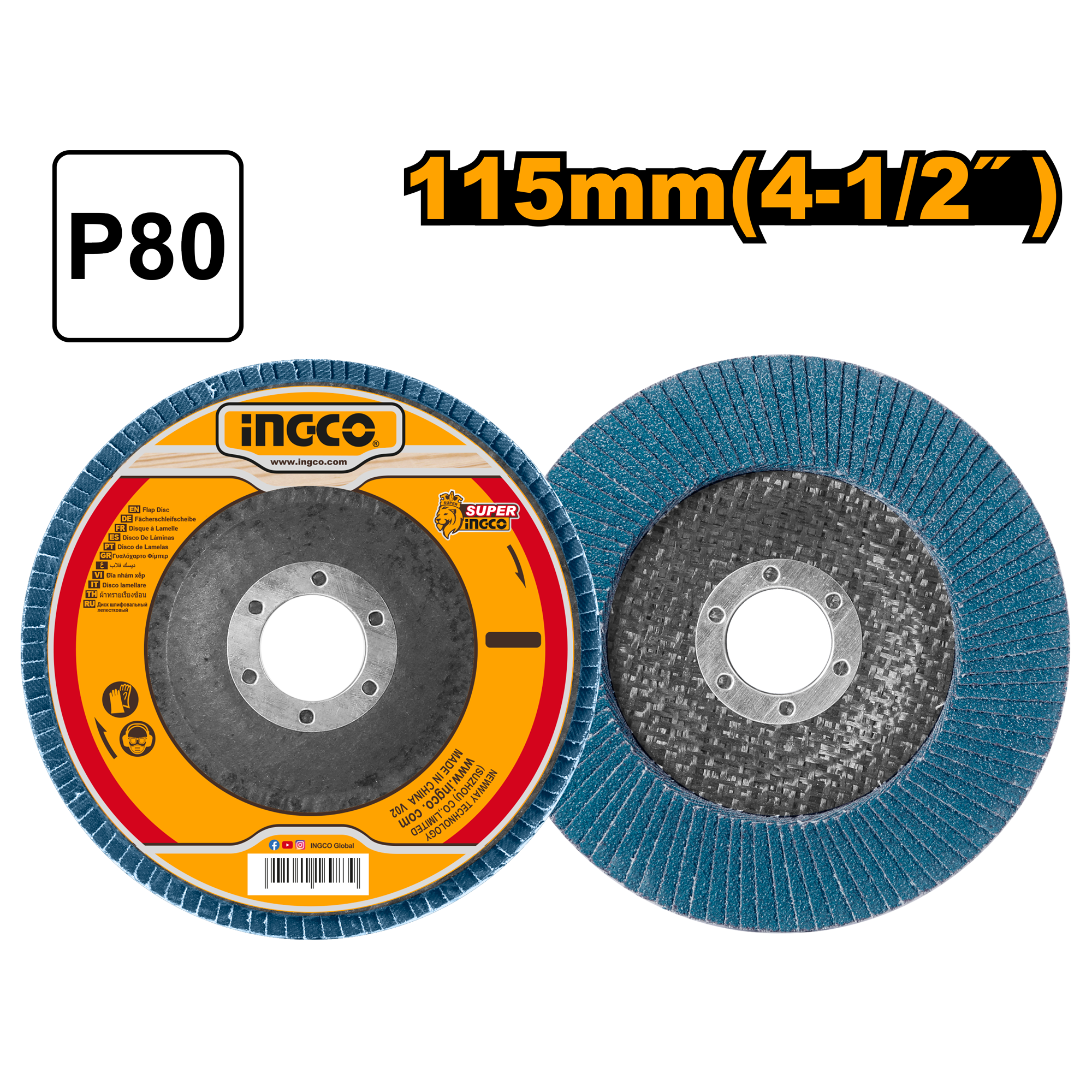Zirconium flap disc p80 115mm - FDZ1153 - INGCO