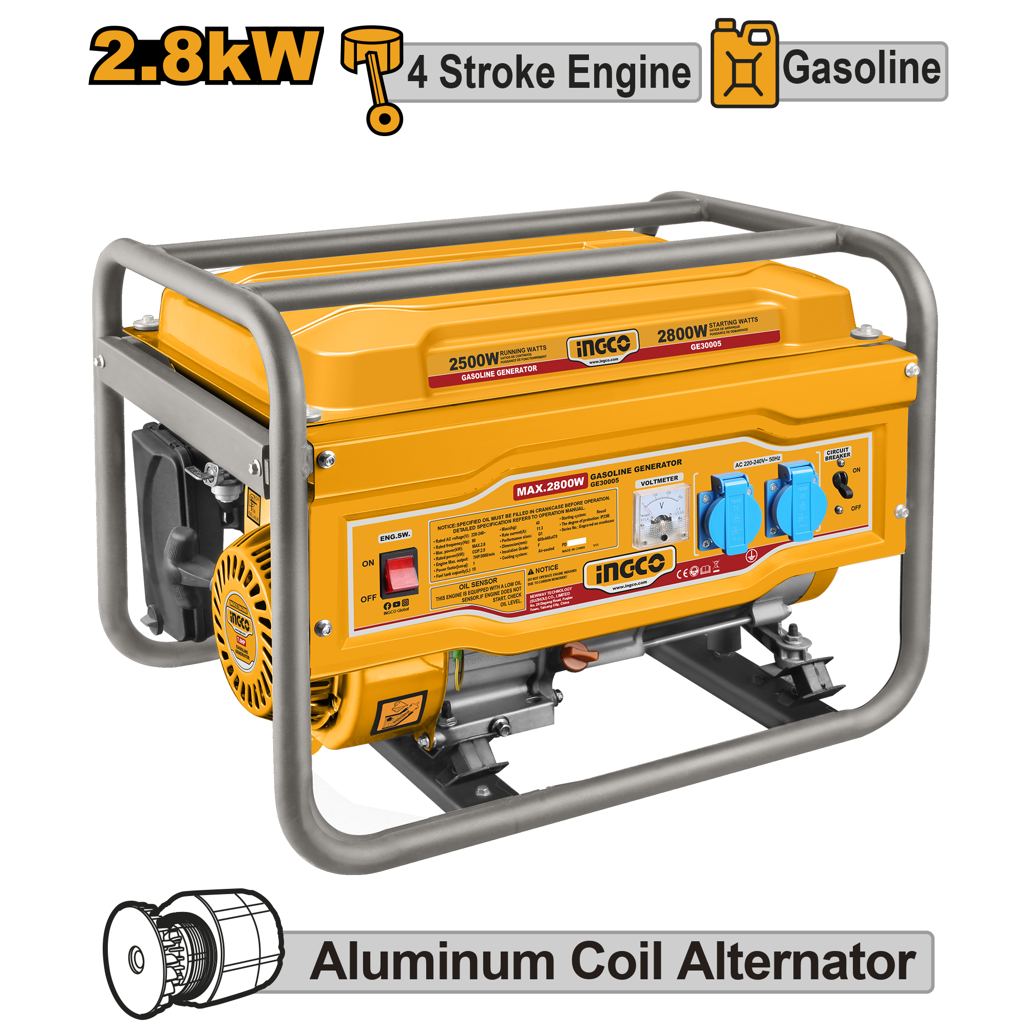 Gasoline generator 2.8kw - GE30005-8 - INGCO