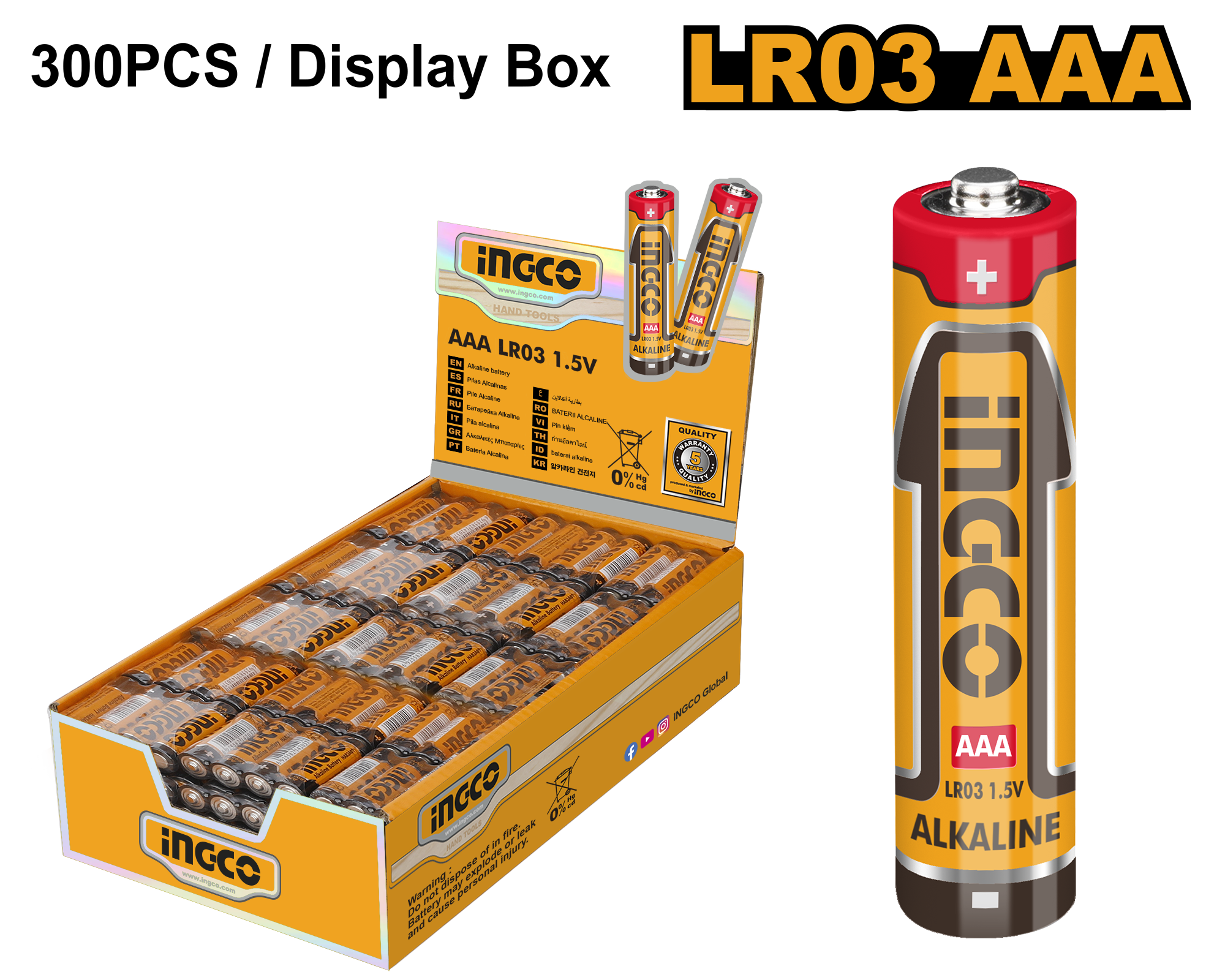 4Pcs alkaline battery lr03 aaa - HAB3A01 - INGCO