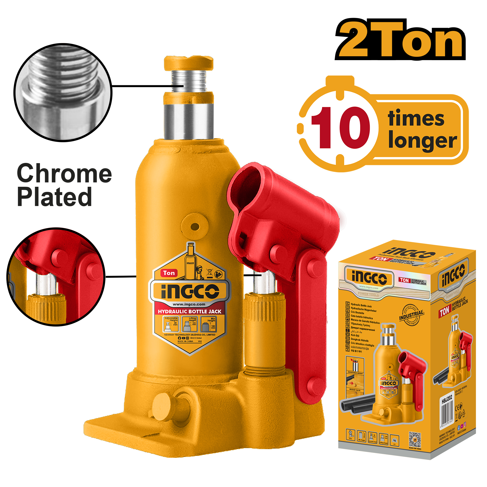 Hydraulic bottle jack 2ton - HBJ204 - INGCO