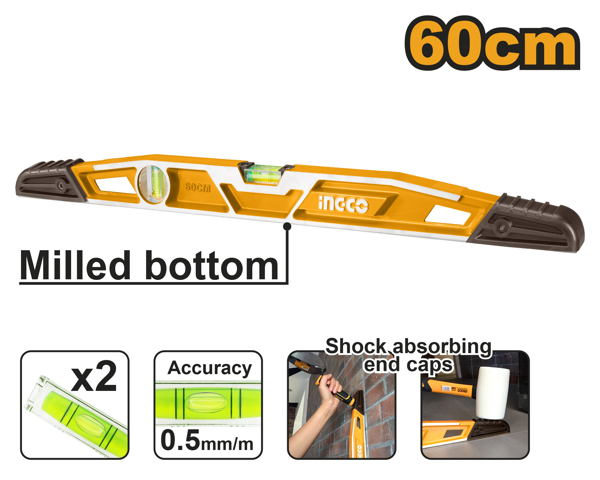 Heavy duty masons level 60cm - HBSL08060 - INGCO