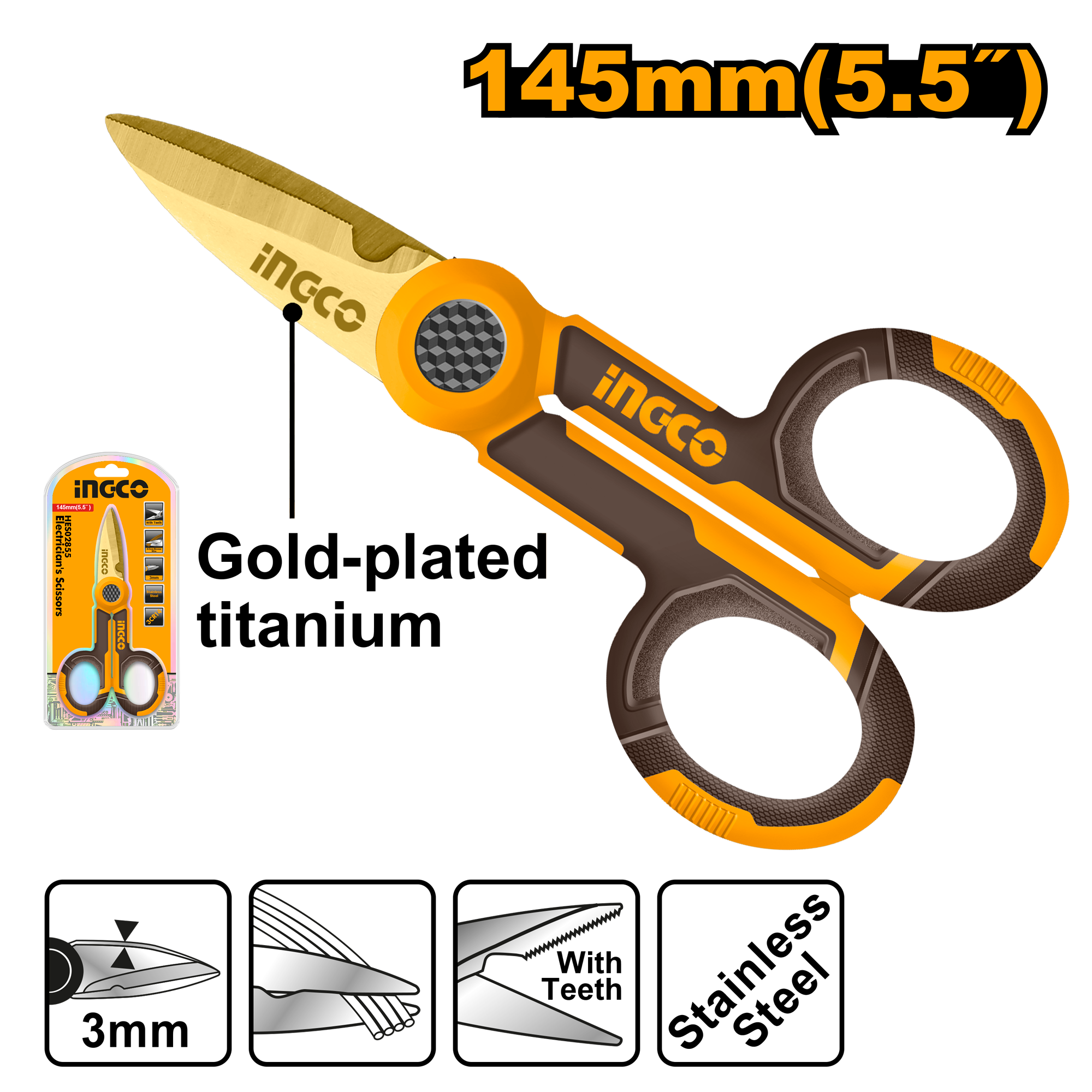 Electricians scissors 145mm - HES02855 - INGCO