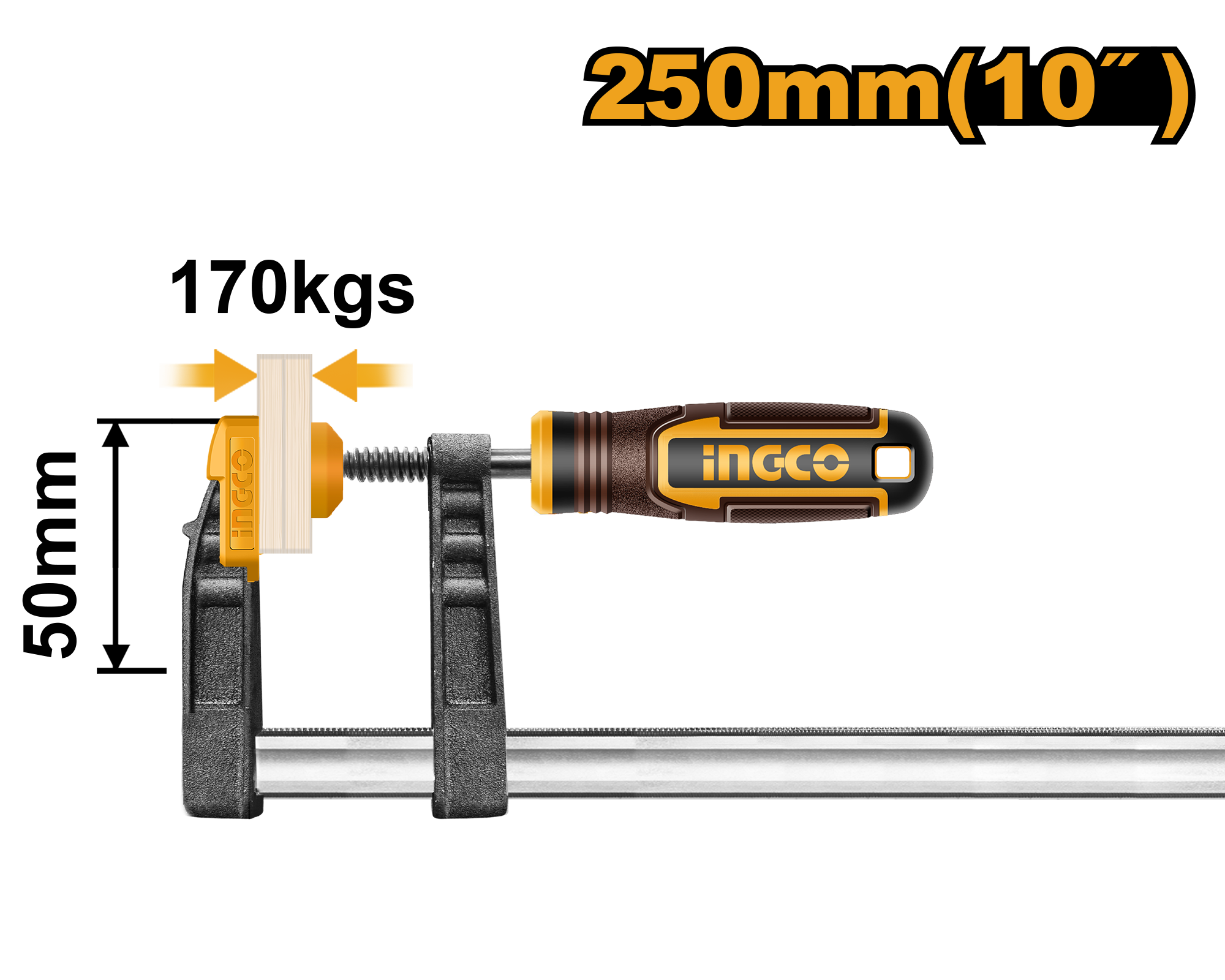 F clamp with plastic handle 50χ250μμ 170kgs - HFC020503 - INGCO