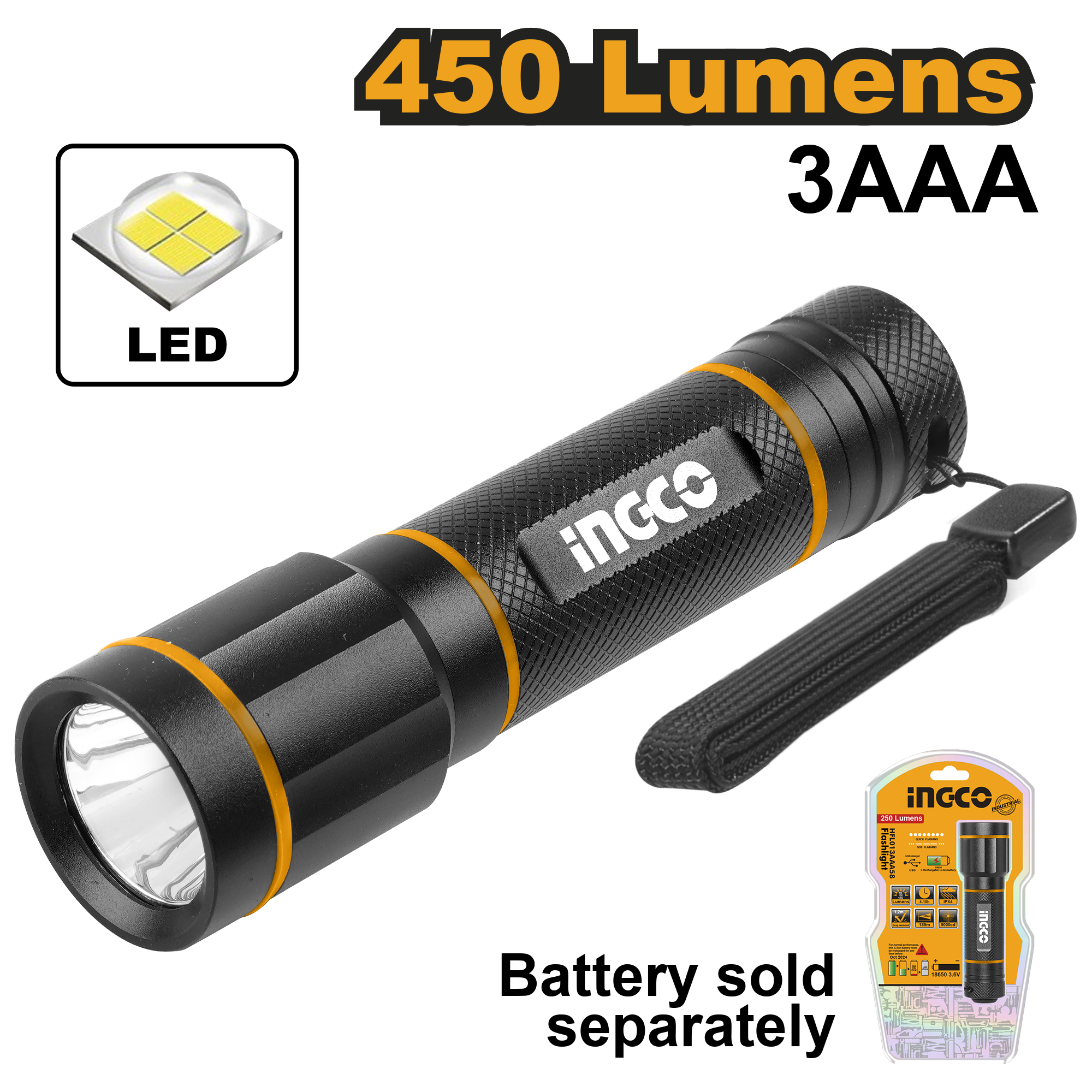 Flashlight 250 lumens - HFL013AAA58 - INGCO