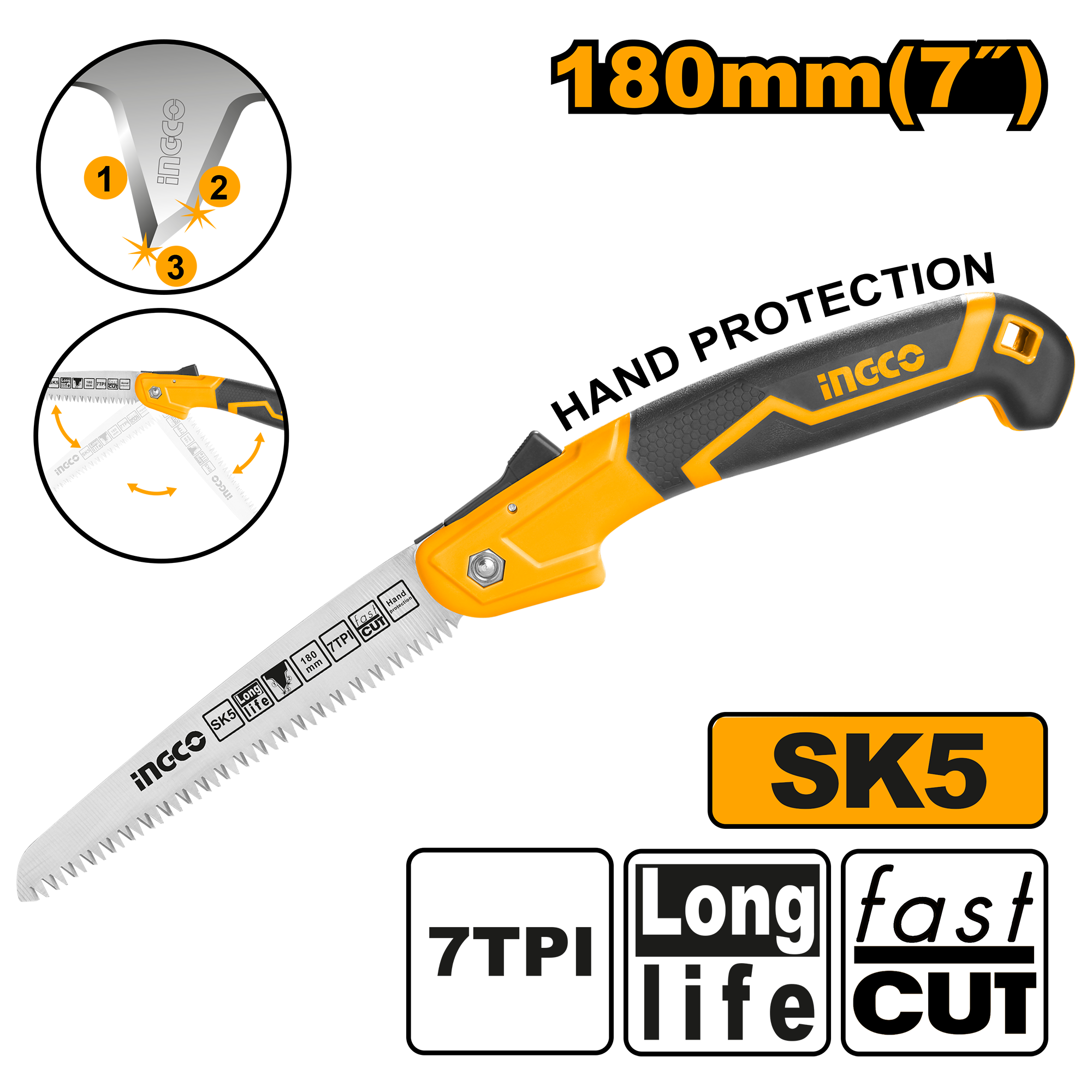 Folding saw 180μμ - HFSW1808 - INGCO