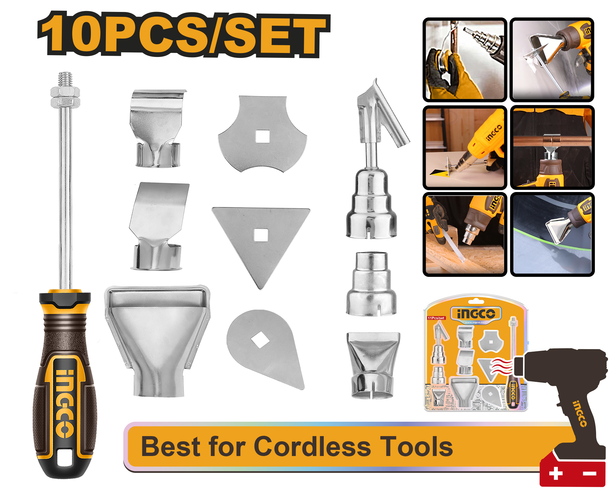 10Pcs heat gun accessories - HGA0131 - INGCO