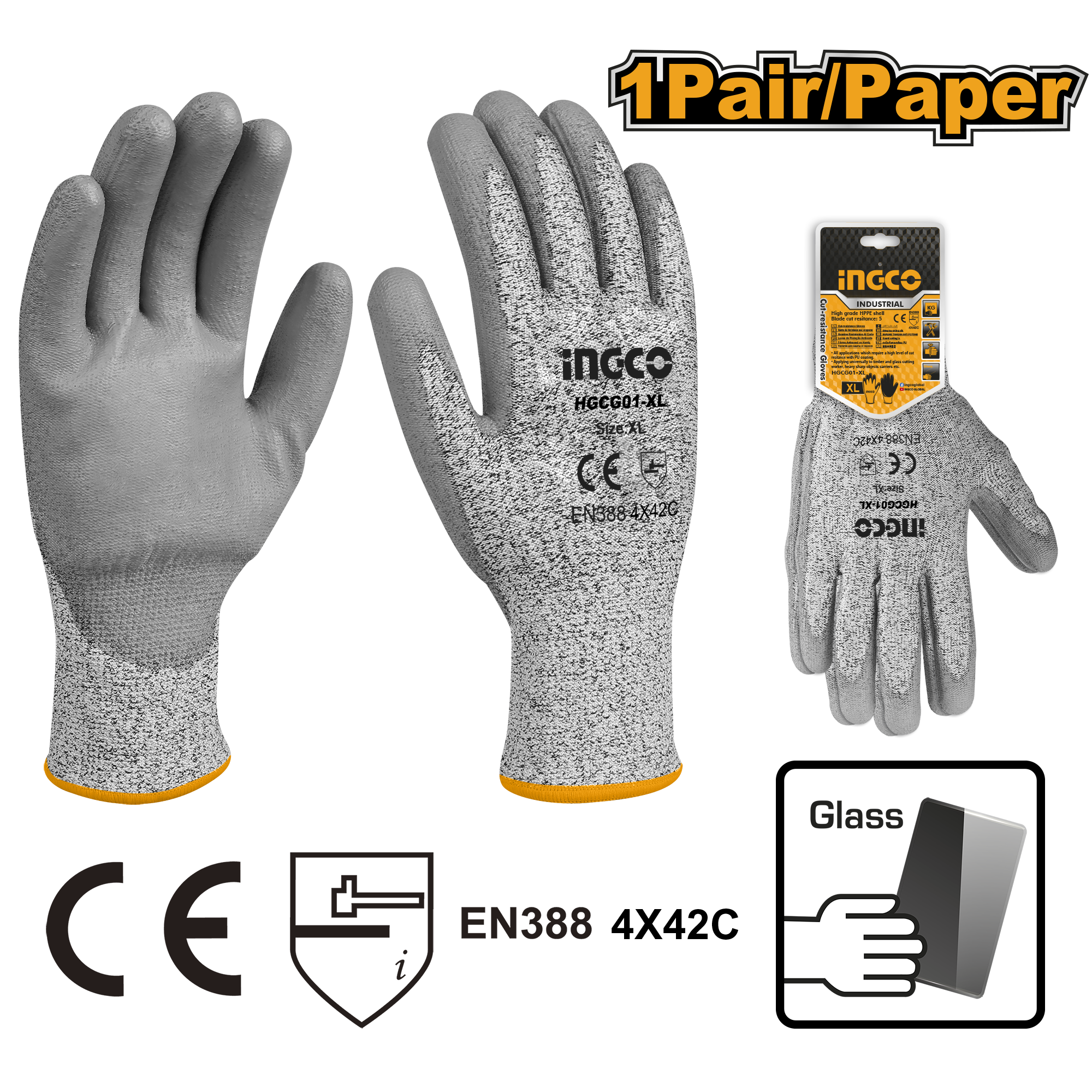 Cut resistance gloves xl - HGCG01-XL - INGCO
