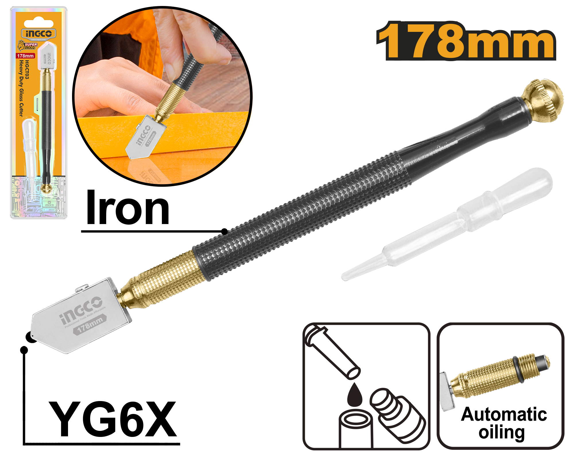 Heavy duty glass cutter - HGCT03 - INGCO