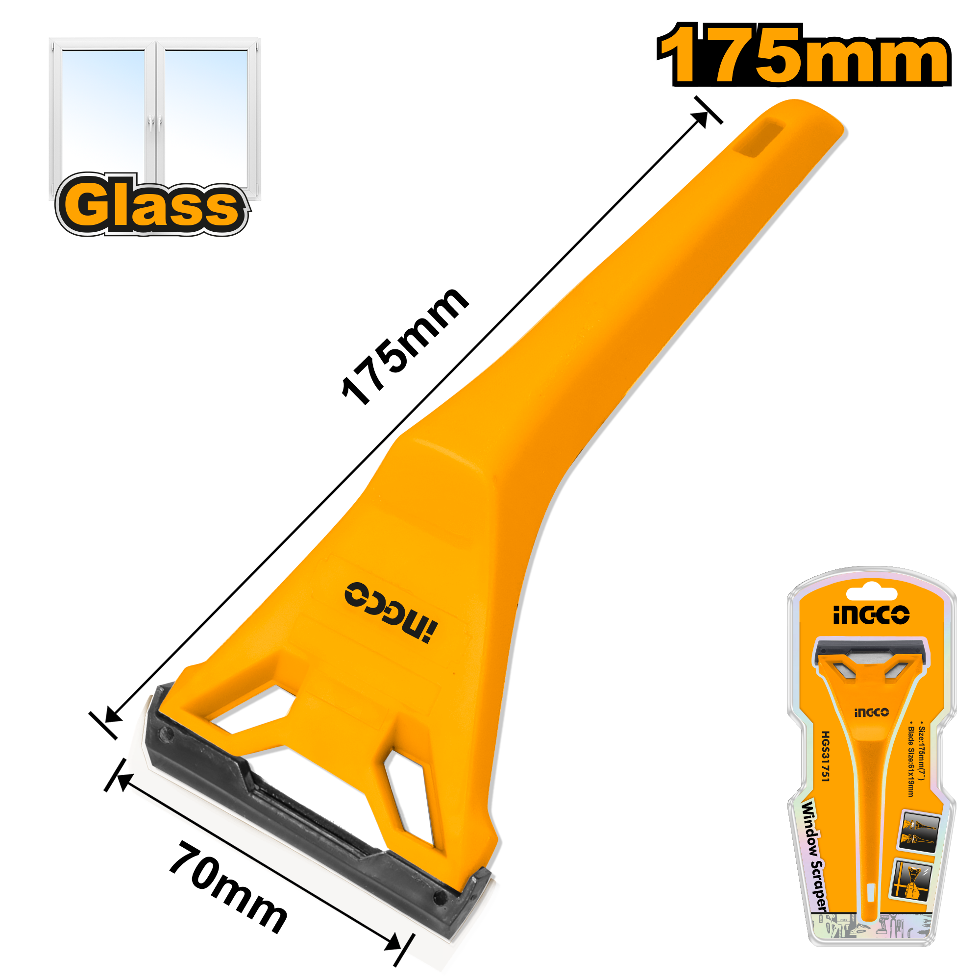 Window scraper 7 70x175mm - HGS31751 - INGCO