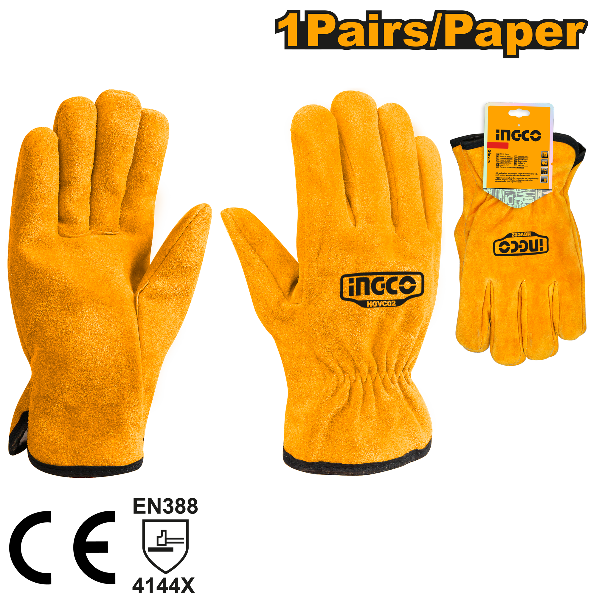 Leather gloves size 10’’ - HGVC02 - INGCO