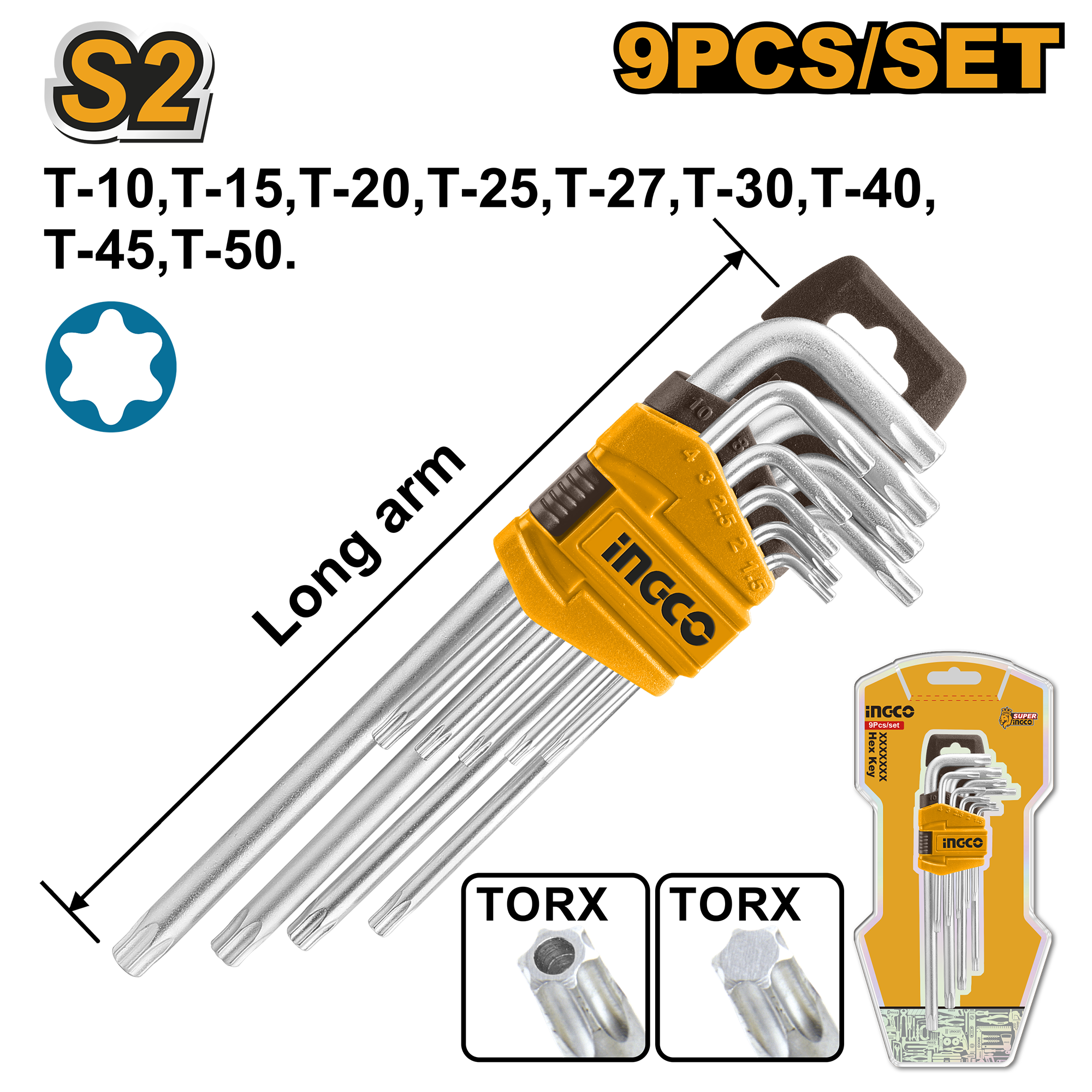Torx key long - HHK13091 - INGCO