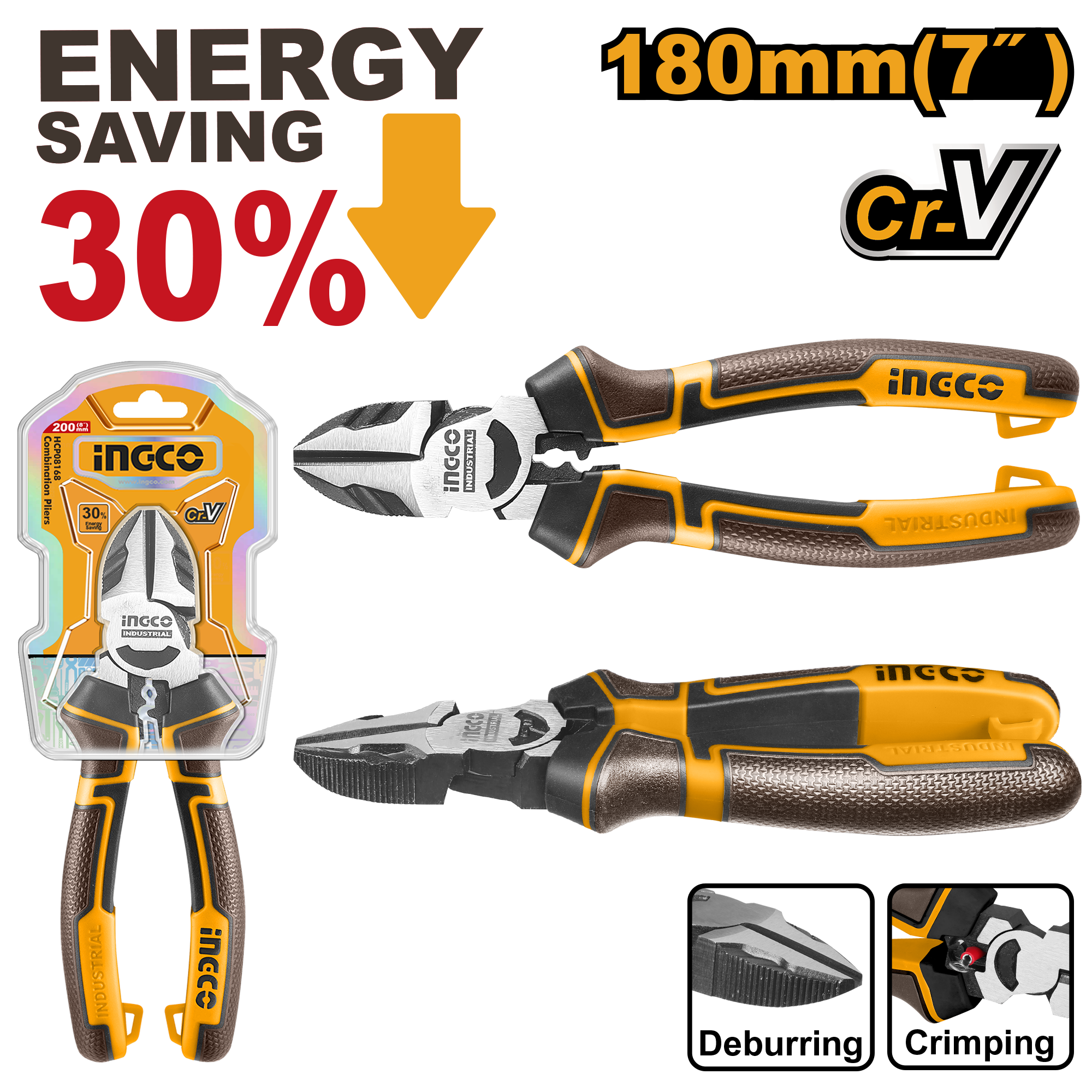 High leverage diagonal cutting pliers 180mm - HHLDCP28180 - INGCO