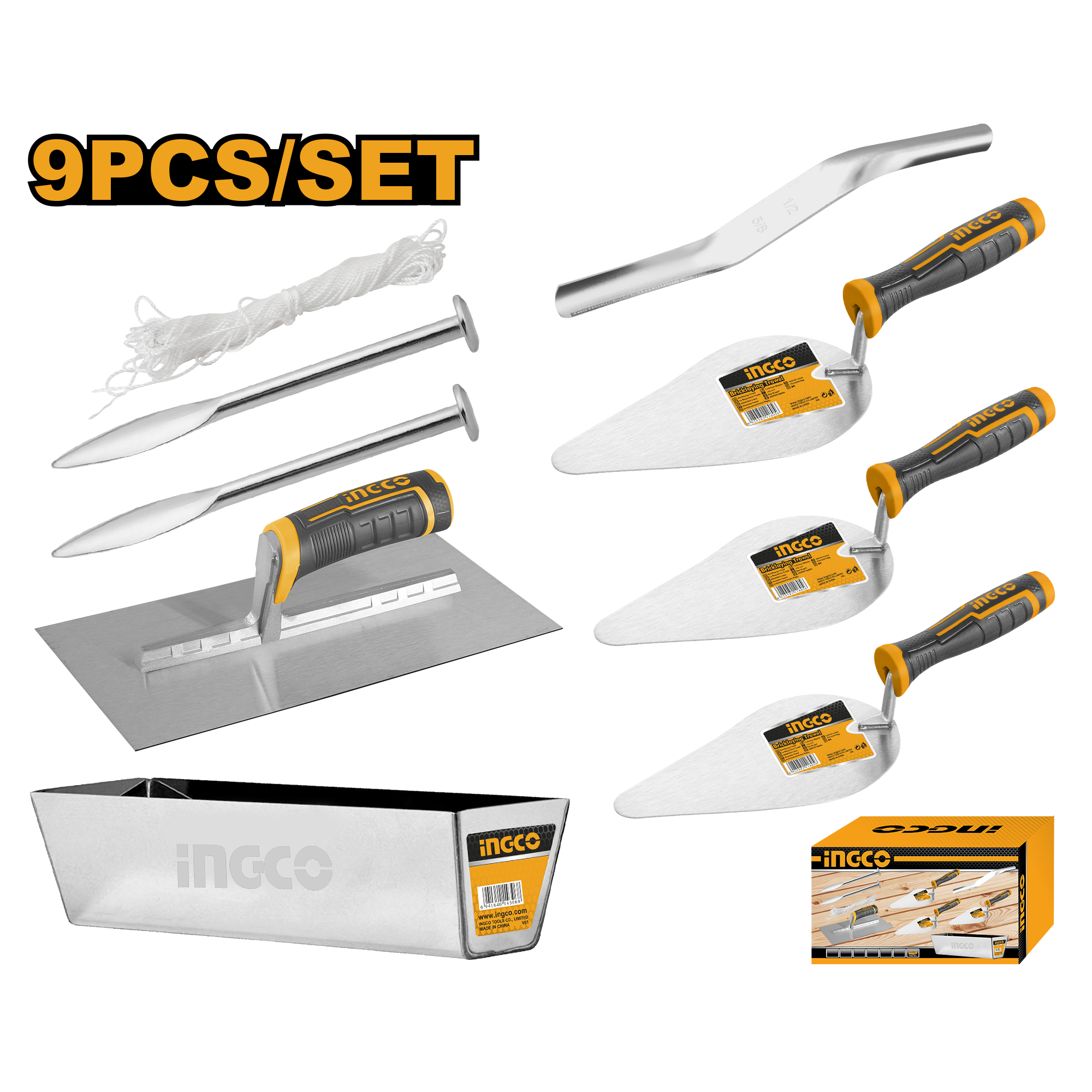 Bricklaying plastering tools 9pcs - HKBPS0908 - INGCO
