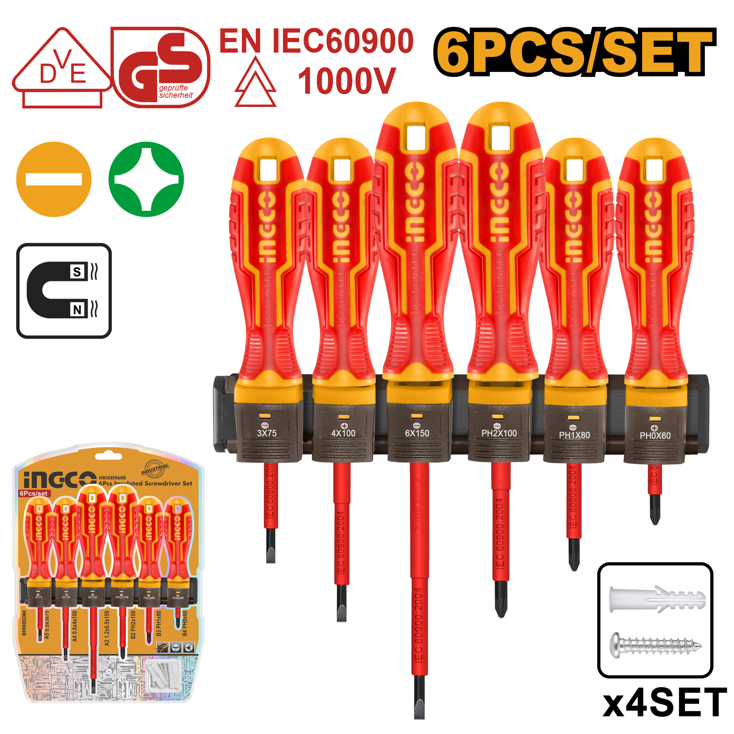 6Pcs insulated screwdriver set - HKISD0608 - INGCO
