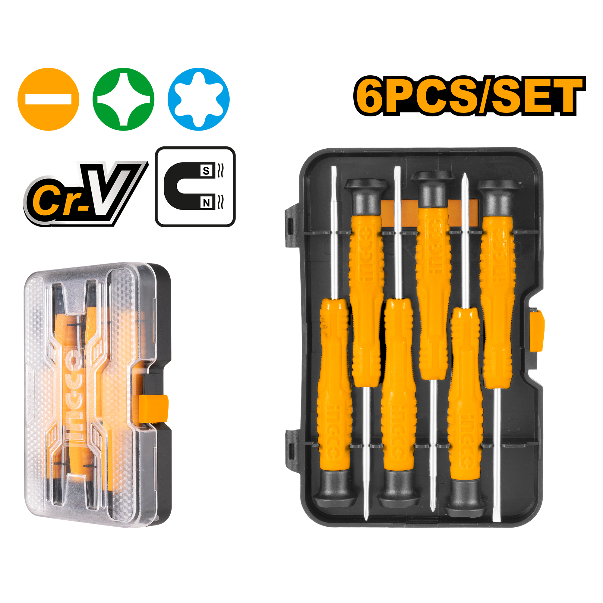 6Pcs precision screwdriver set - HKSD0618 - INGCO