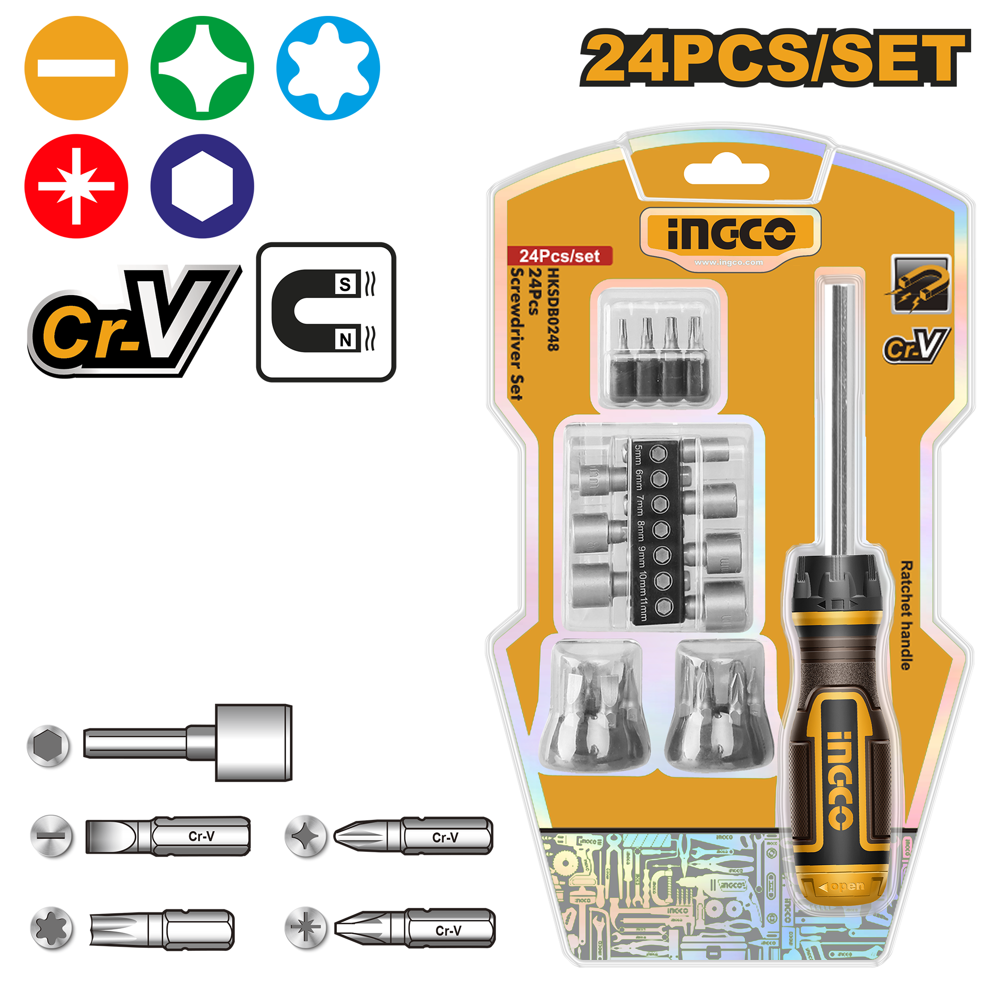 24Pcs screwdriver set - HKSDB0248 - INGCO