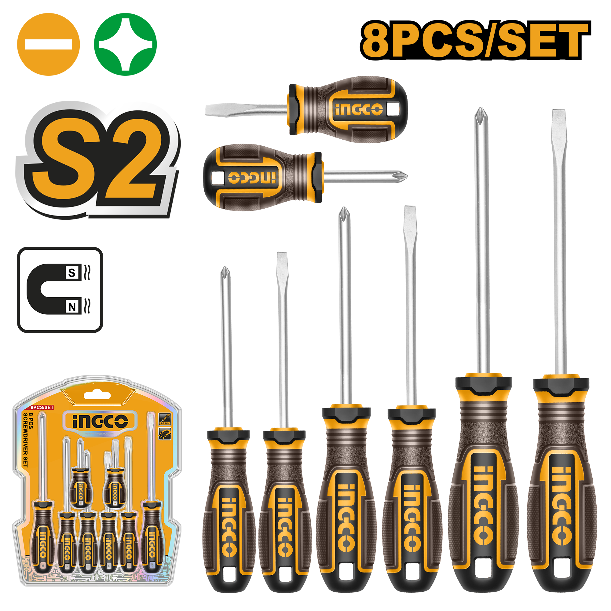 8Pcs screwdriver set - HKSDS0828 - INGCO