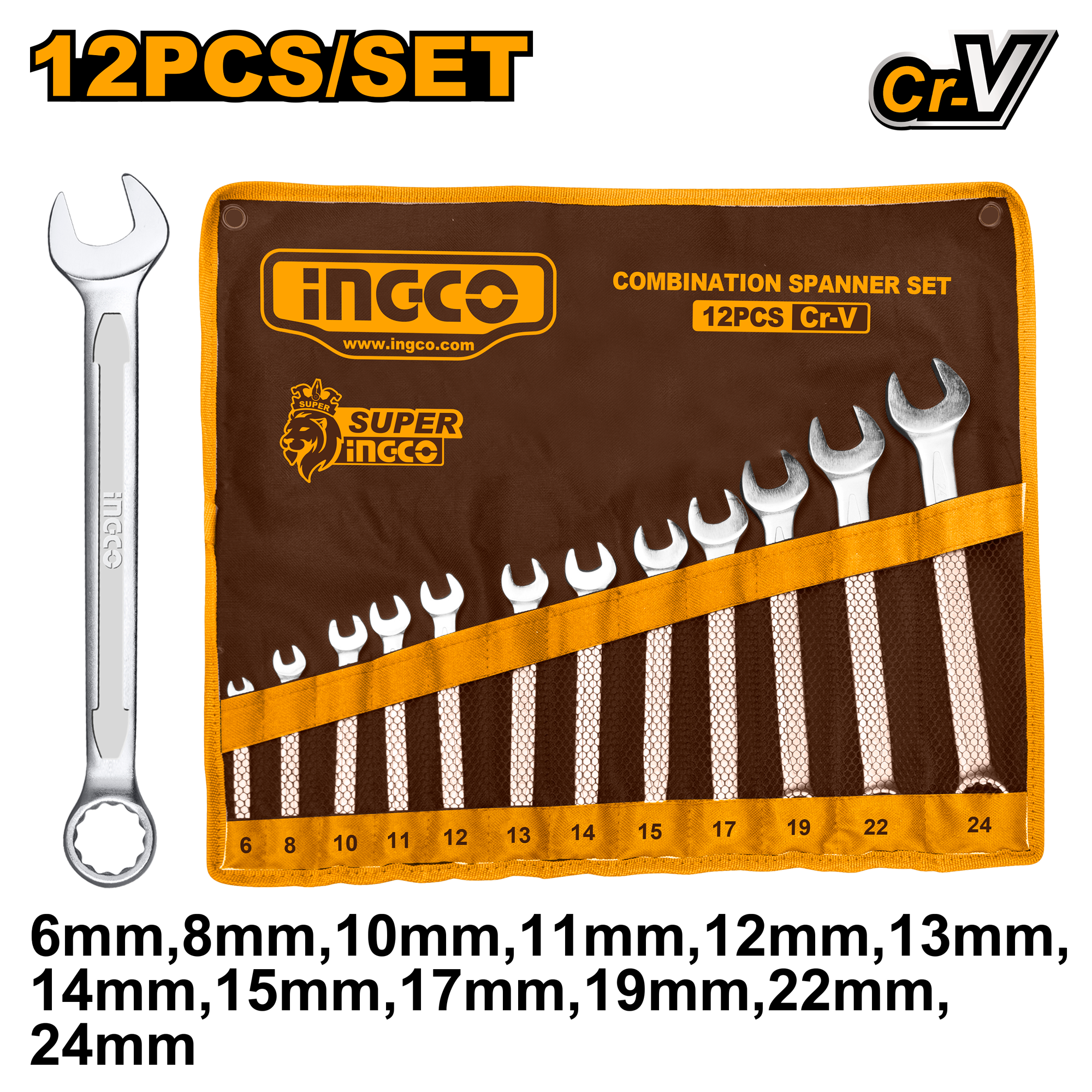 Combination spanner set 12 pcs - HKSPA1142 - INGCO