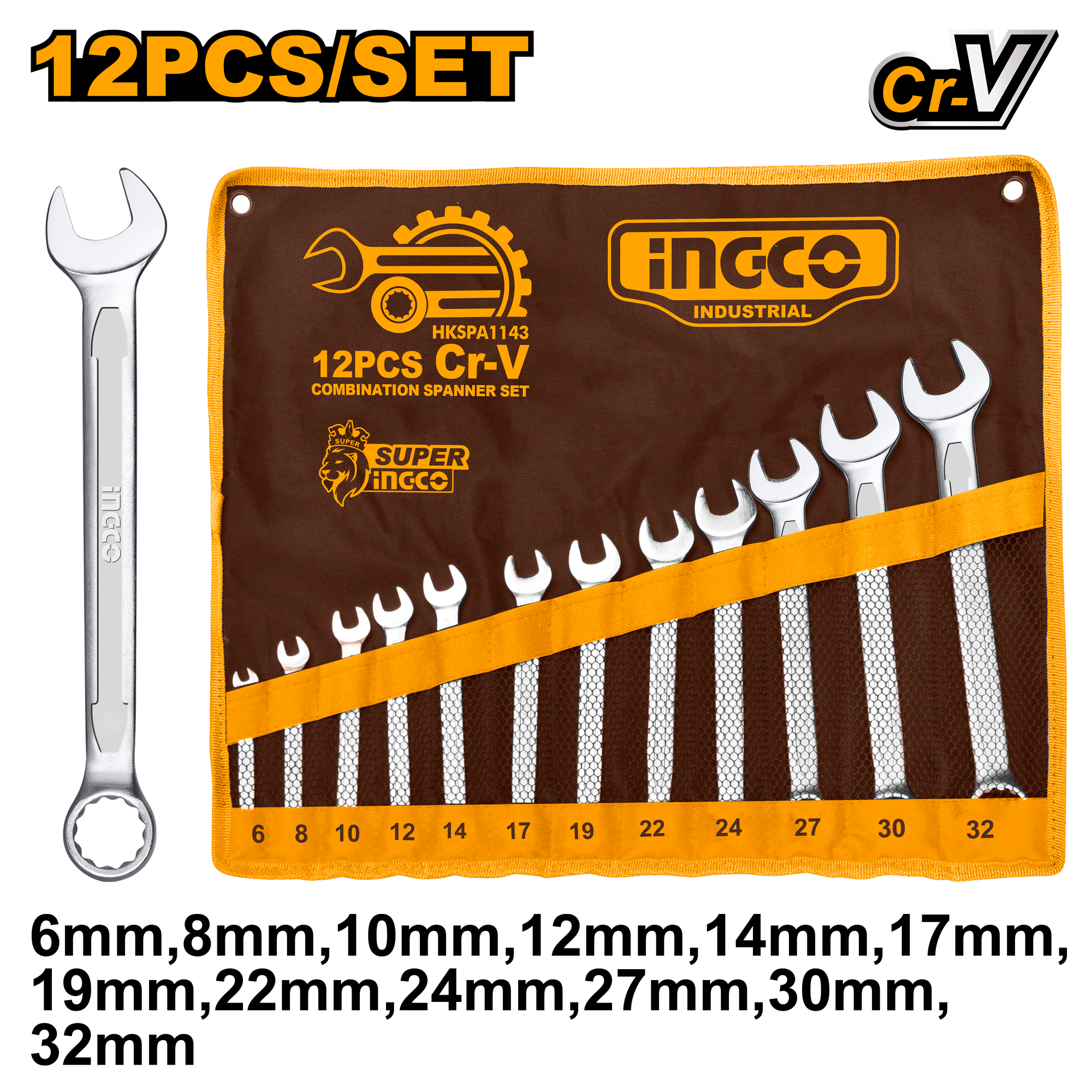 12Pcs combination spanner set - HKSPA1143 - INGCO