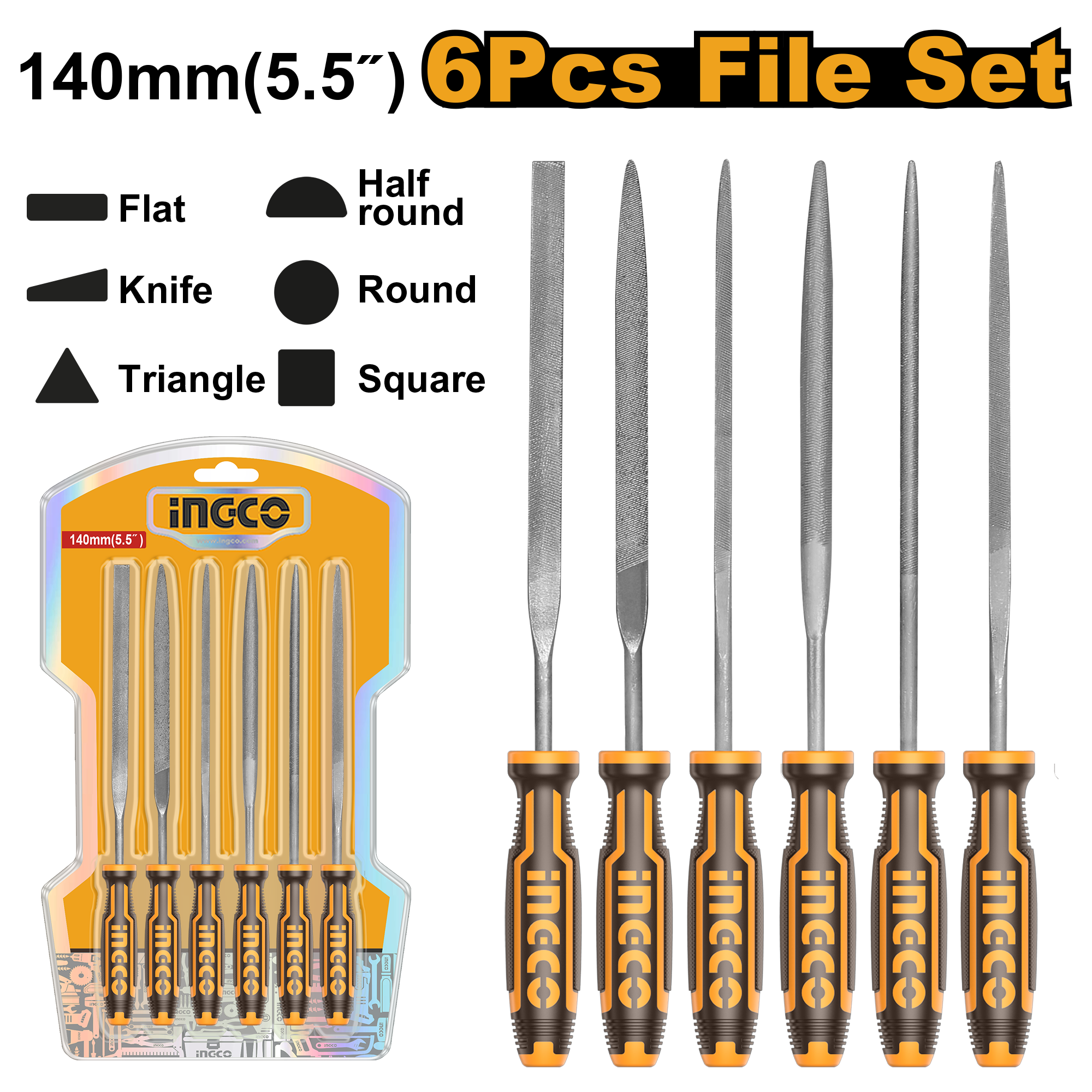6Pcs file set - HKTF63 - INGCO