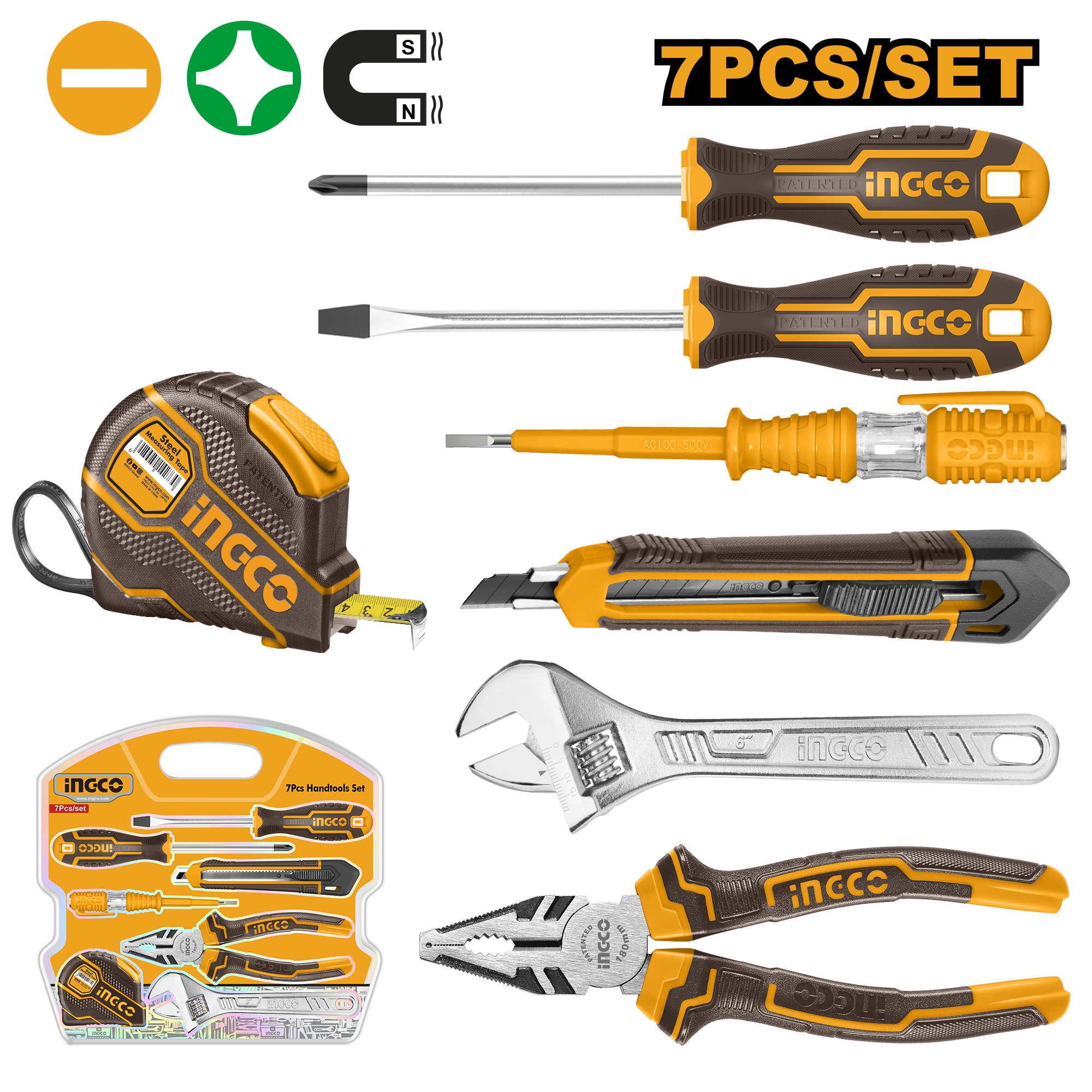 7Pcs hand tools set - HKTH10807 - INGCO