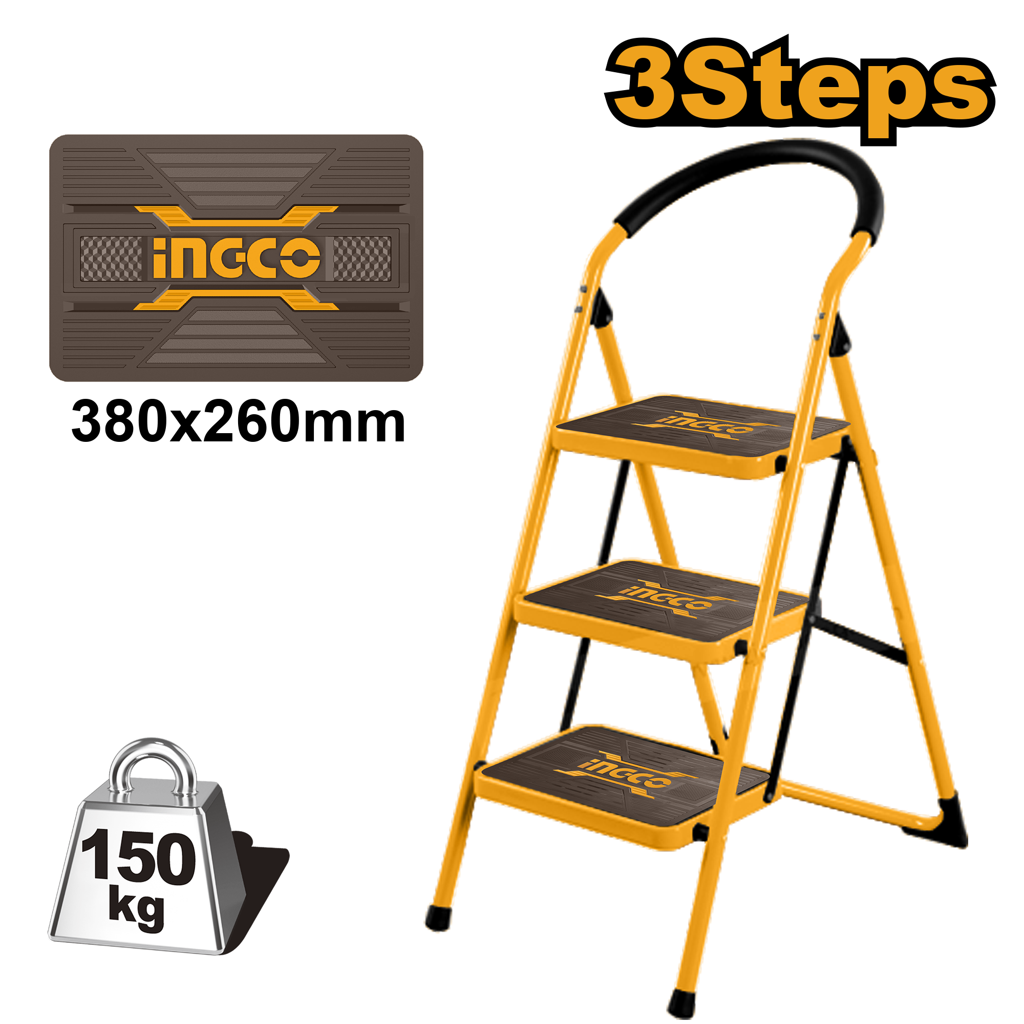 Steel ladder 3 steps 380χ260μμ - HLAD09031 - INGCO