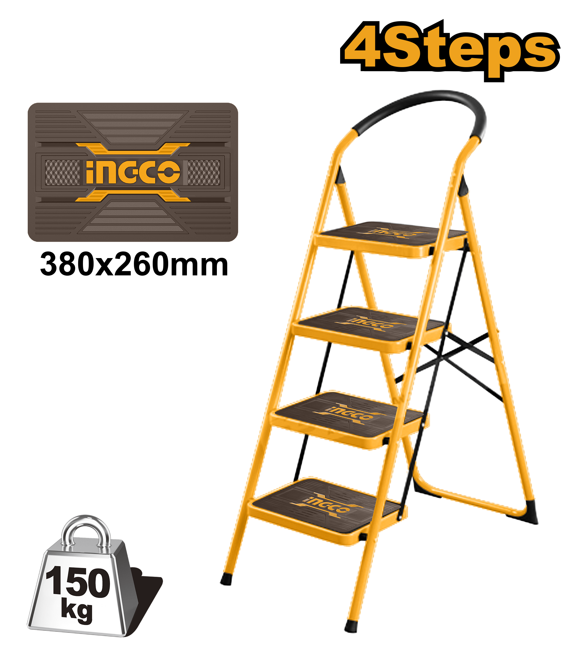 Steel ladder 4 steps 380χ260μμ - HLAD09041 - INGCO