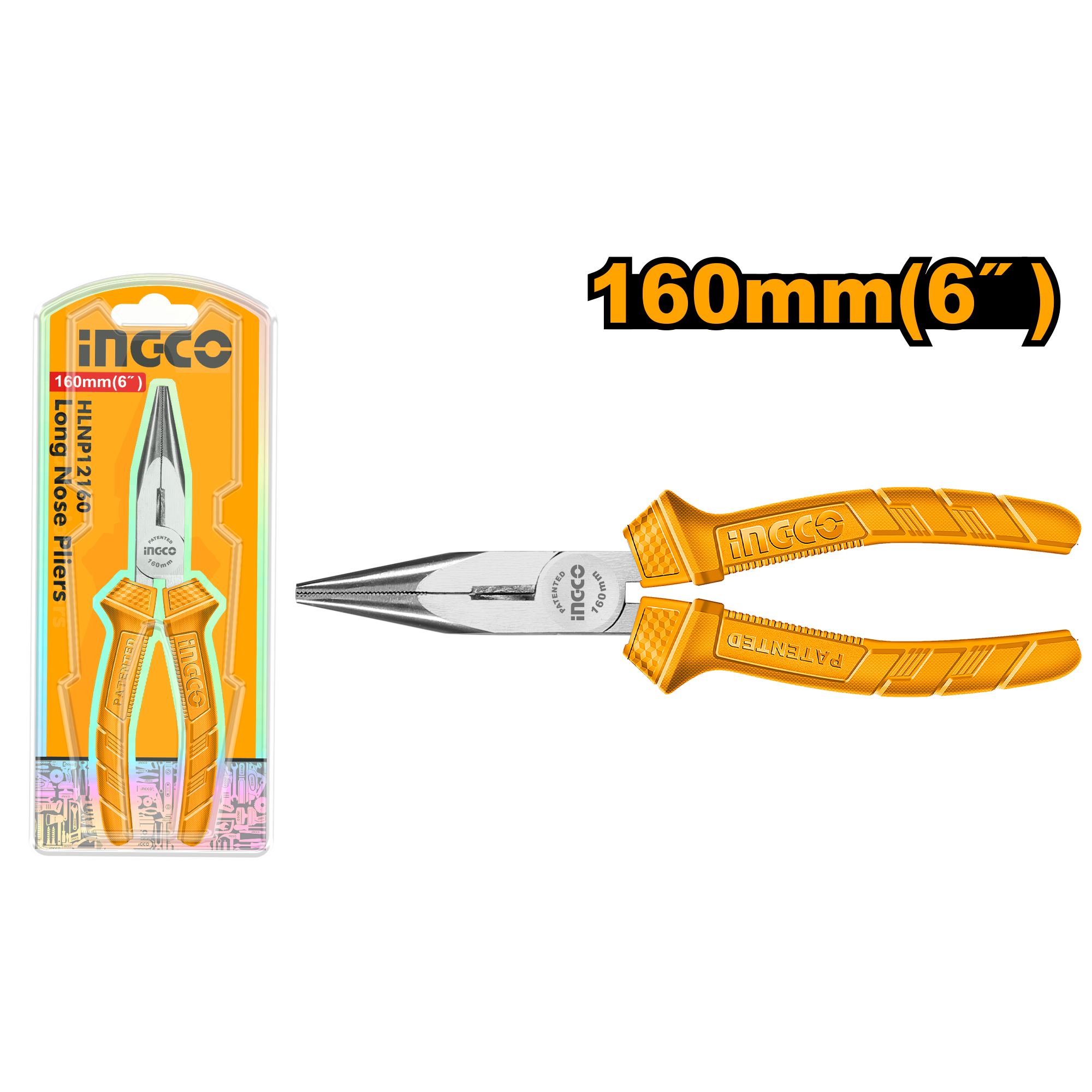 Long nose pliers 160mm - HLNP12160 - INGCO