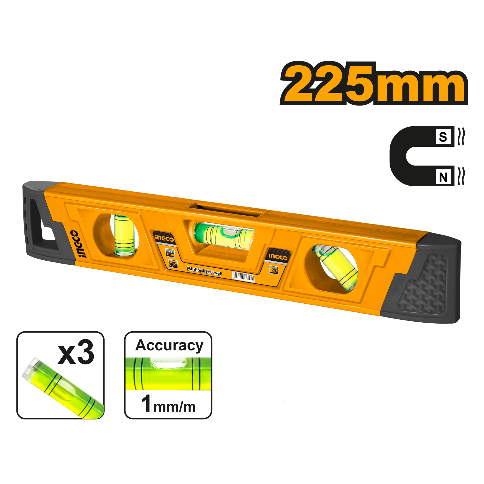 Mini spirit level 225mm - HMSL01225 - INGCO