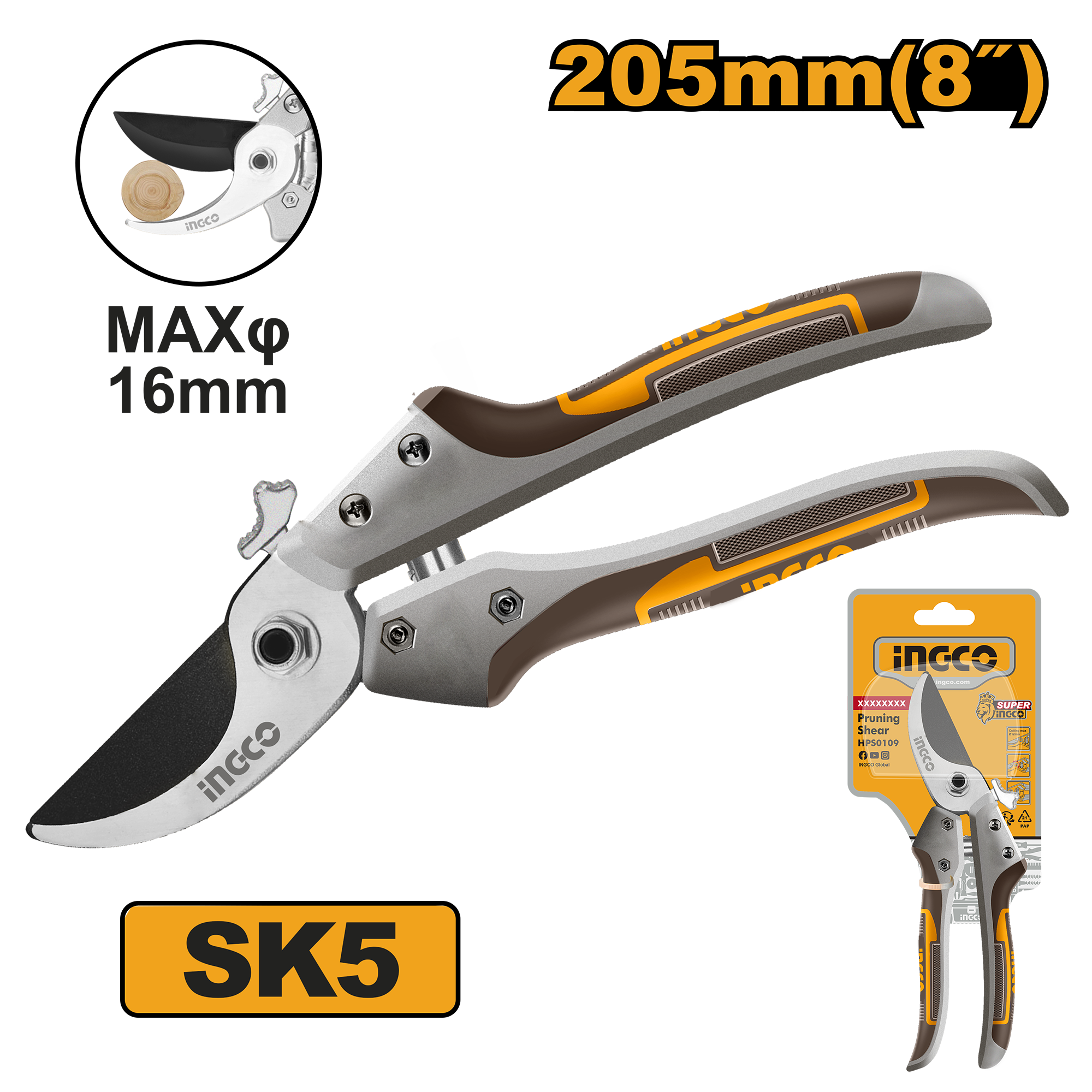 Pruning shear 205μμ - HPS0308 - INGCO