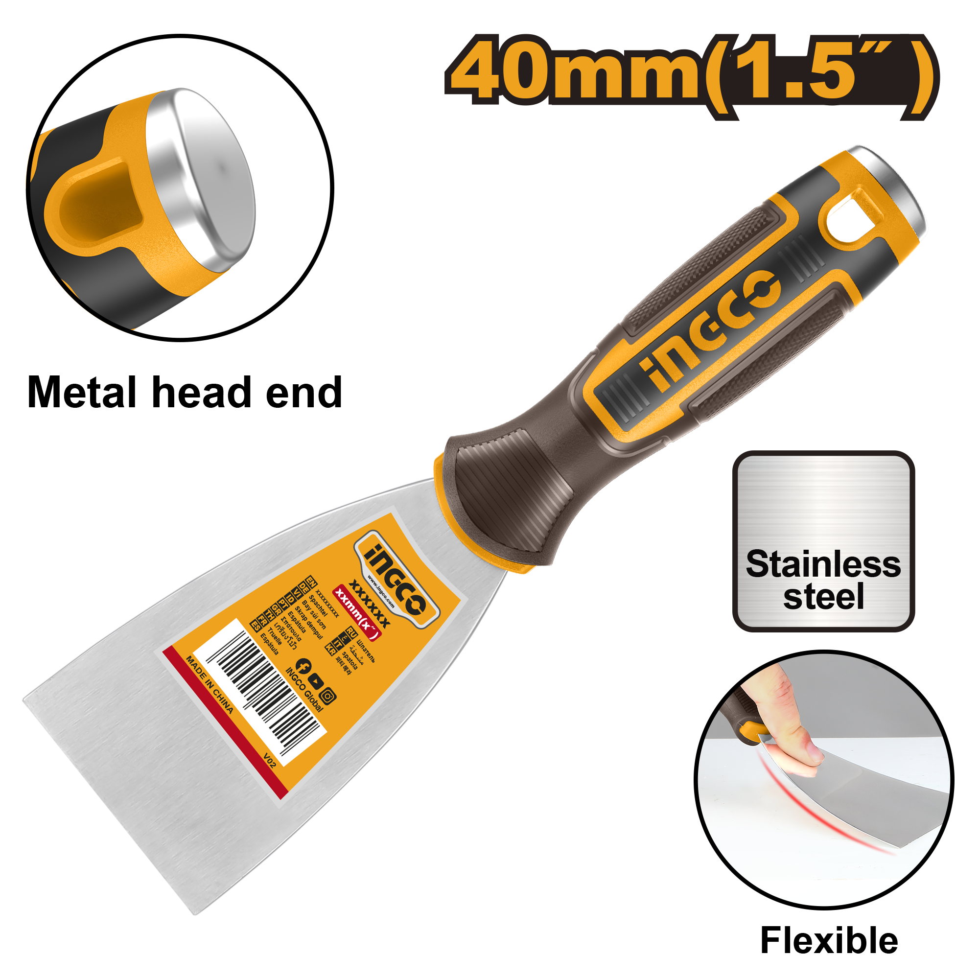 Putty trowel 40mm s s - HPUT08040 - INGCO