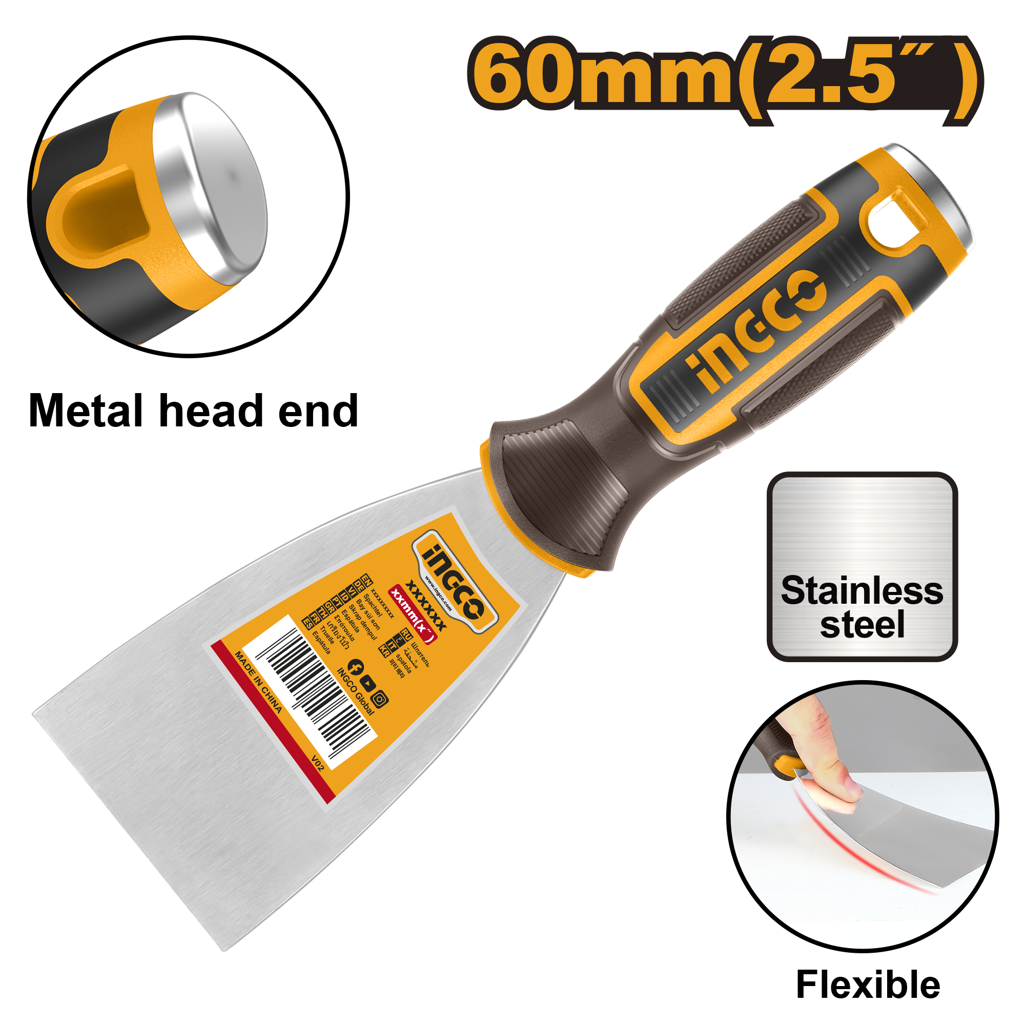 Putty trowel 60μμ s s - HPUT08060 - INGCO