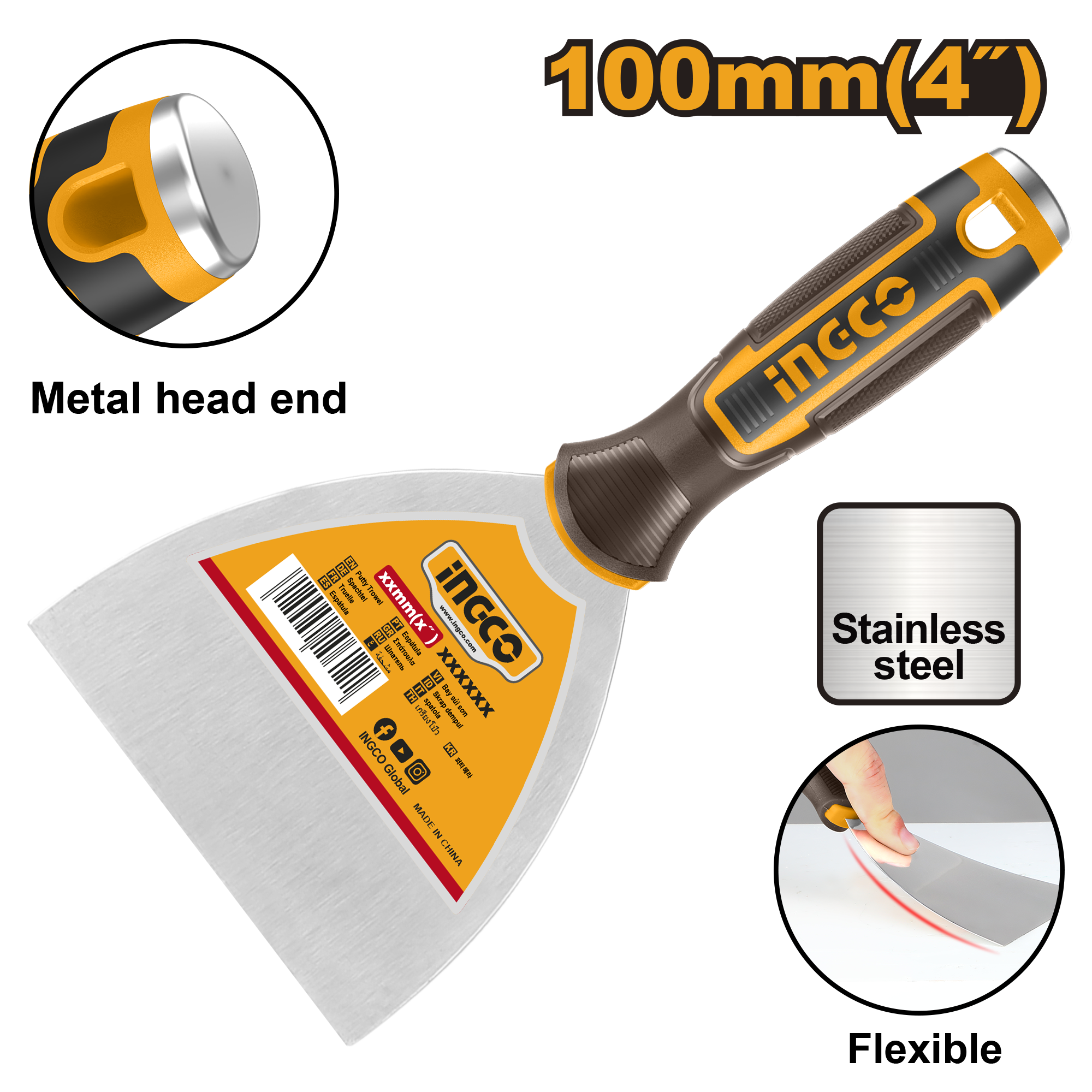 Putty trowel 100μμ s s - HPUT08100 - INGCO
