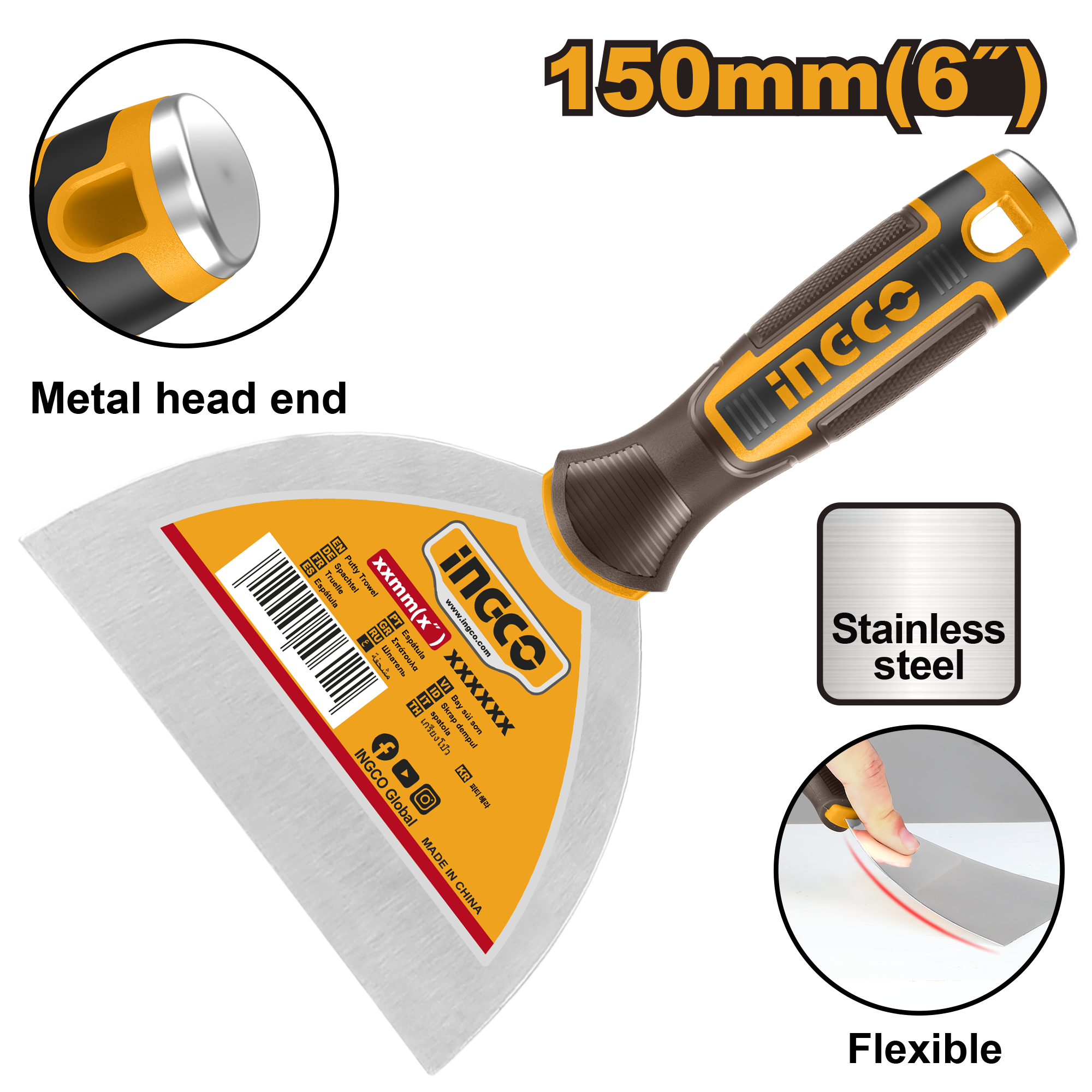 Putty trowel 150μμ s s - HPUT08150 - INGCO