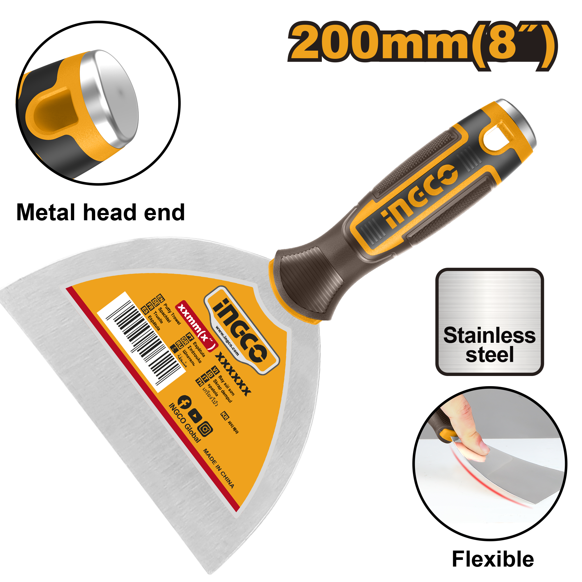 Putty trowel 200mm - HPUT08200 - INGCO