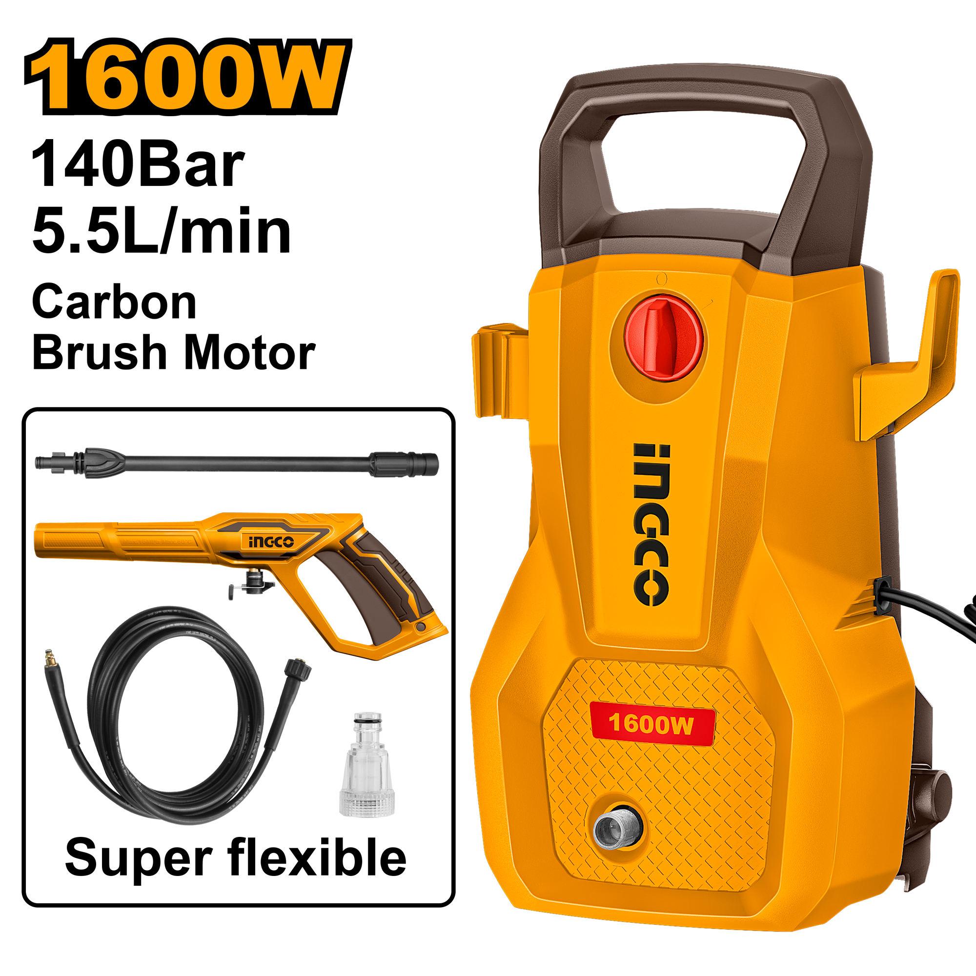 High pressure washer 1600w - HPWR16008 - INGCO