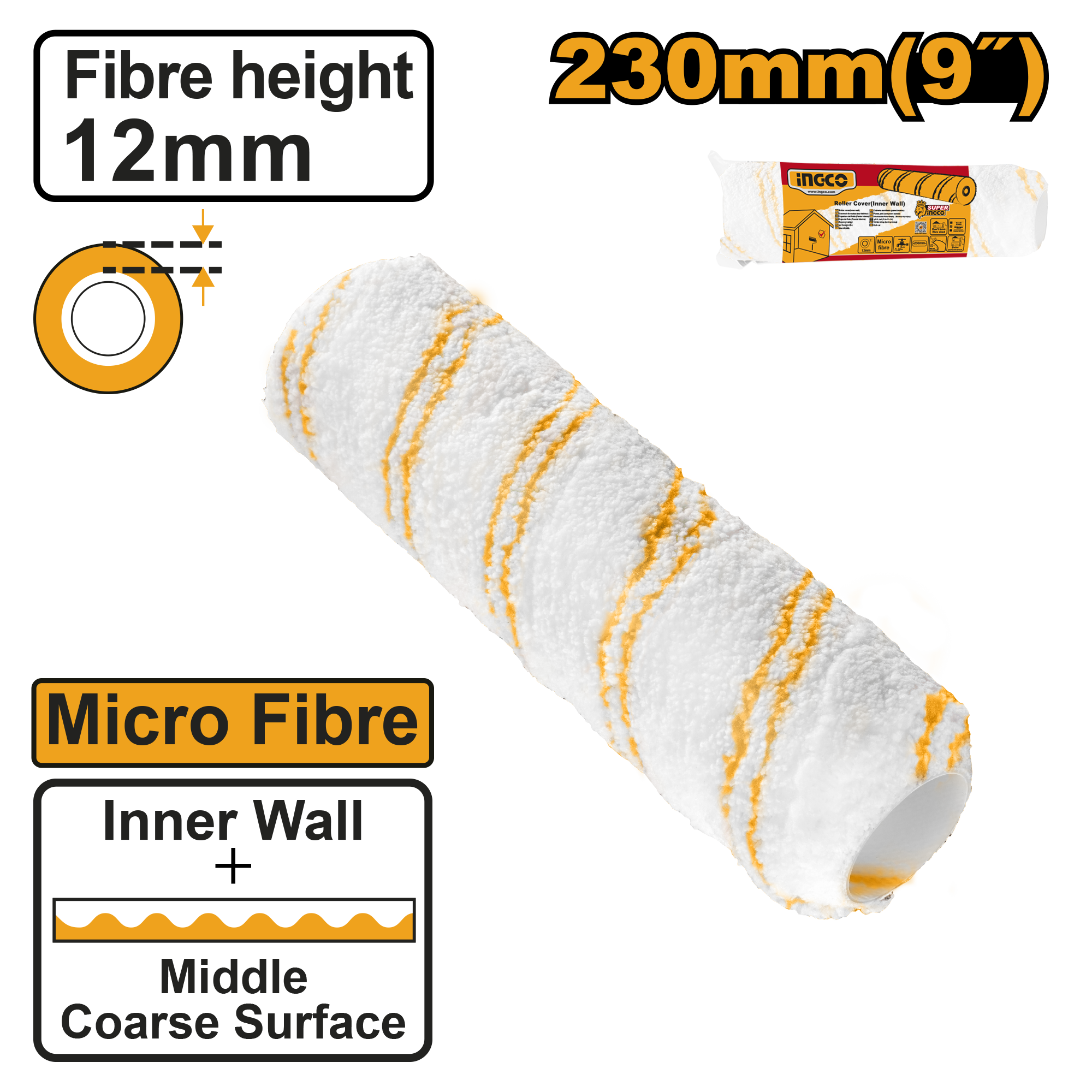 Roller cover 230mm micro fibre - HRC3323012 - INGCO