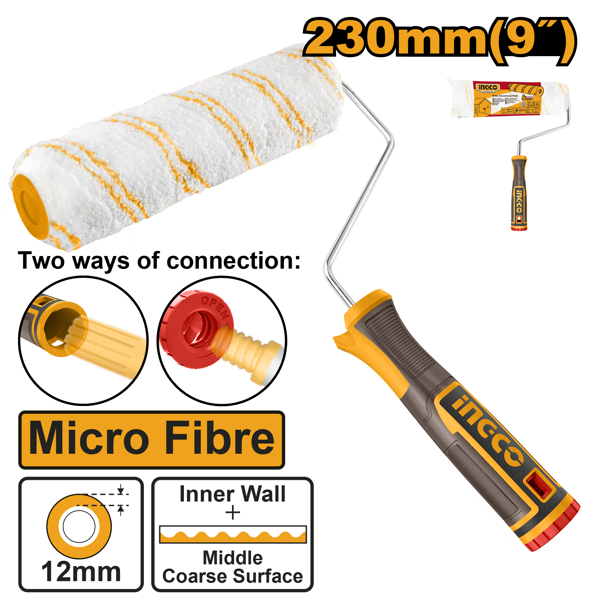 Cylinder brush micro fibre 230mm - HRHT042301D - INGCO