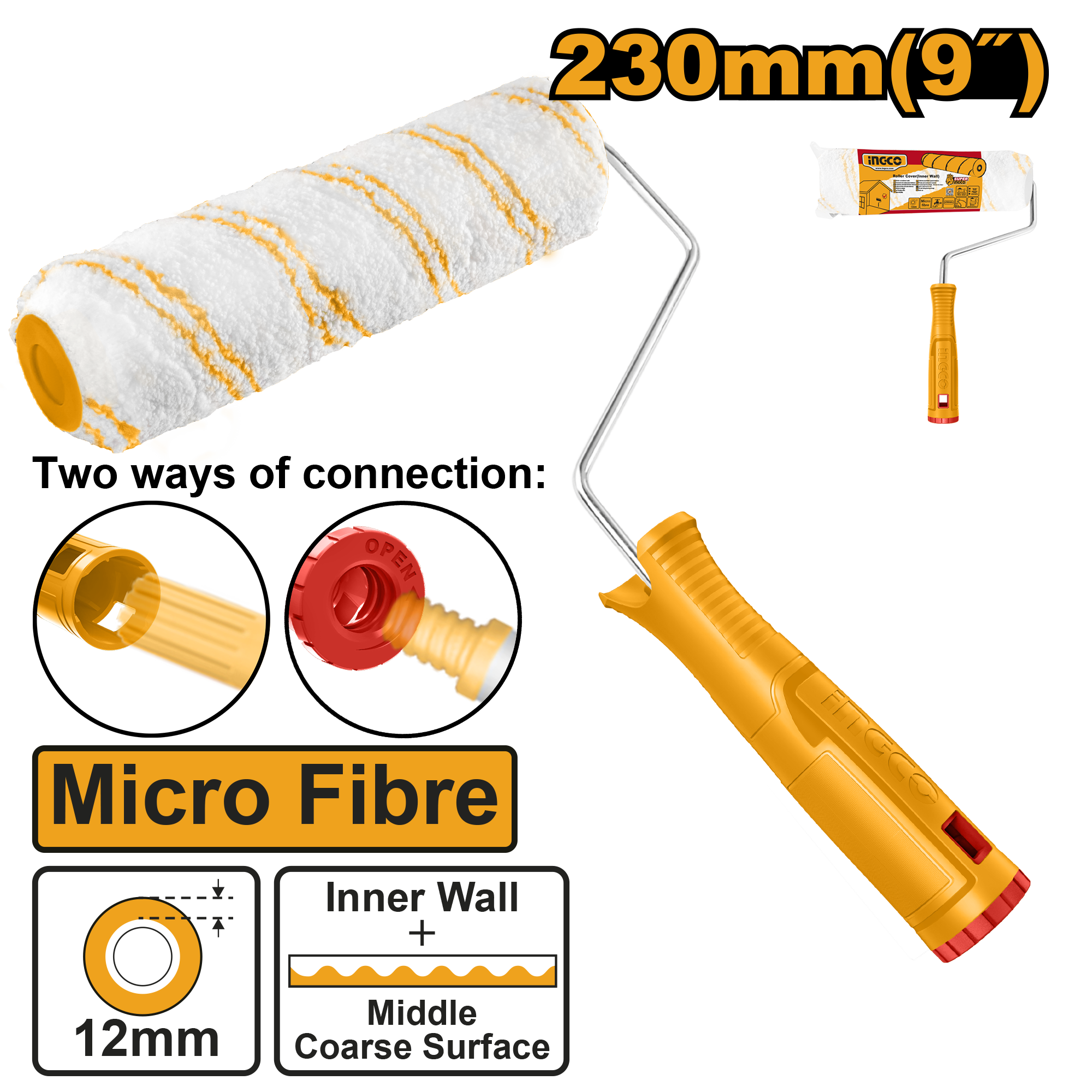 Cylinder brush inner wall 230mm acrylic - HRHT282302 - INGCO