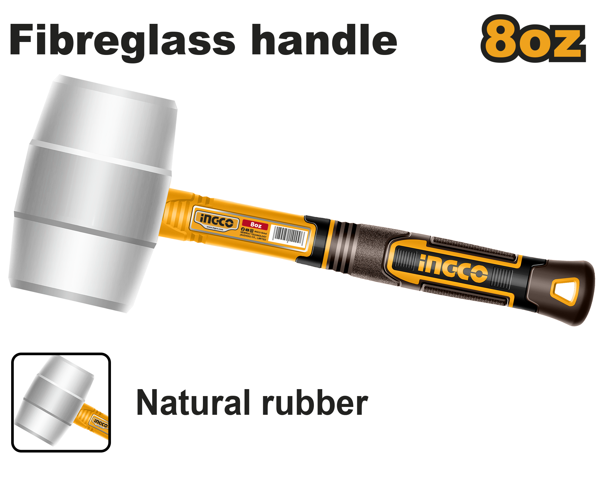 Rubber hammer 8oz - HRUH8908 - INGCO